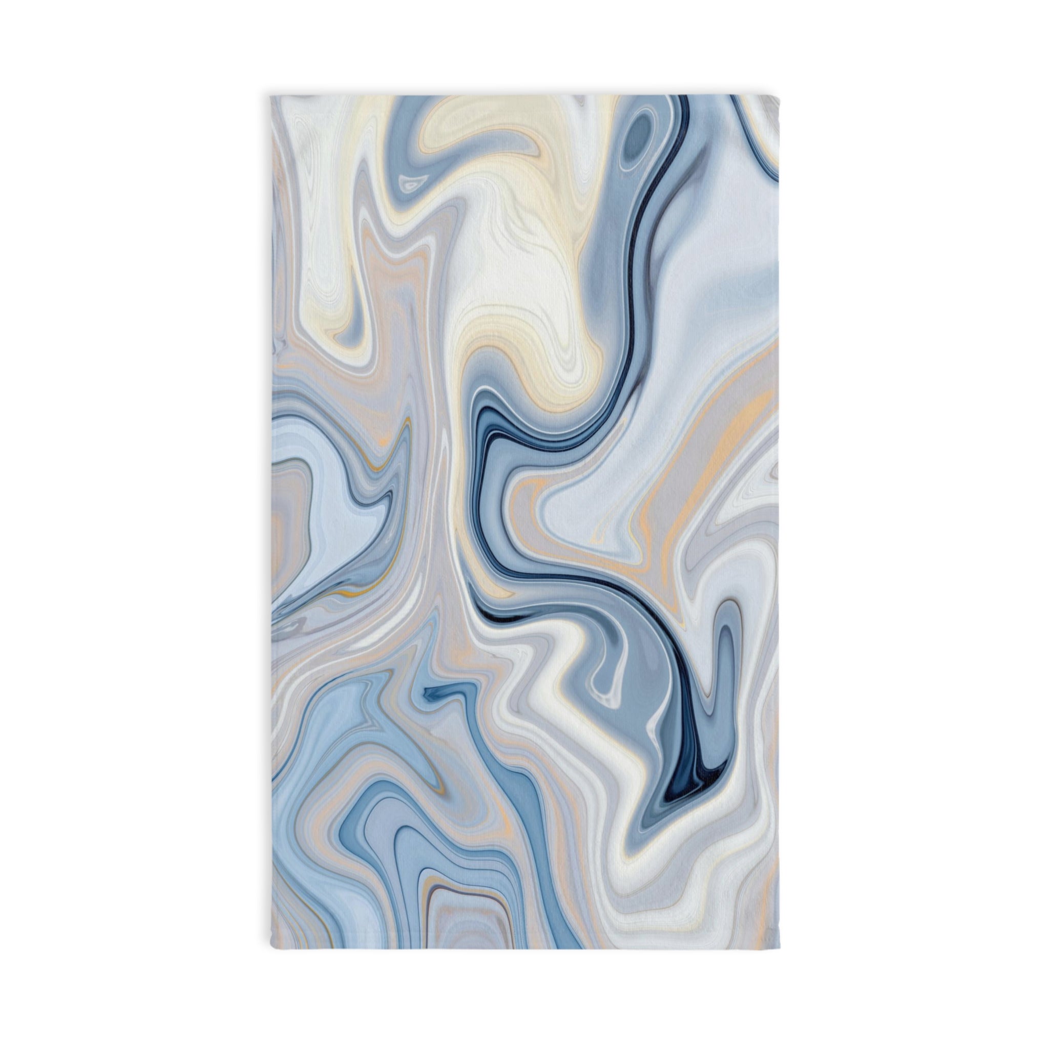 Abstract Boho Kitchen, Bath Hand Towel | Blue Beige Marble Print