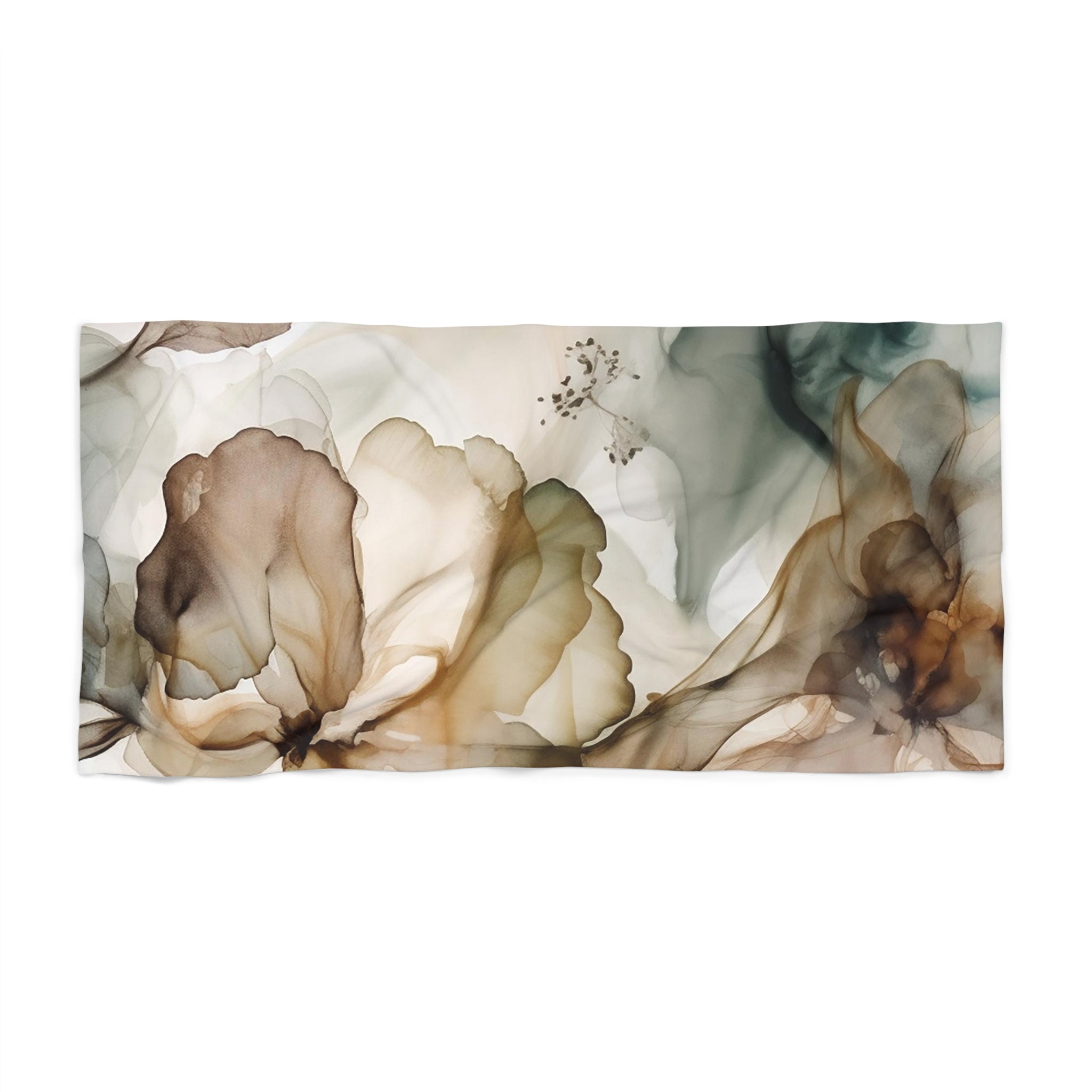 Abstract Boho Bath, Beach Towel | Neutral Liquid Ink