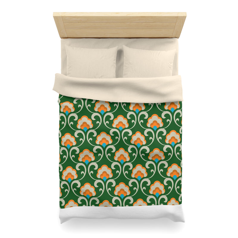 Art Deco Duvet Cover | Green Beige Bedding Blanket Cover