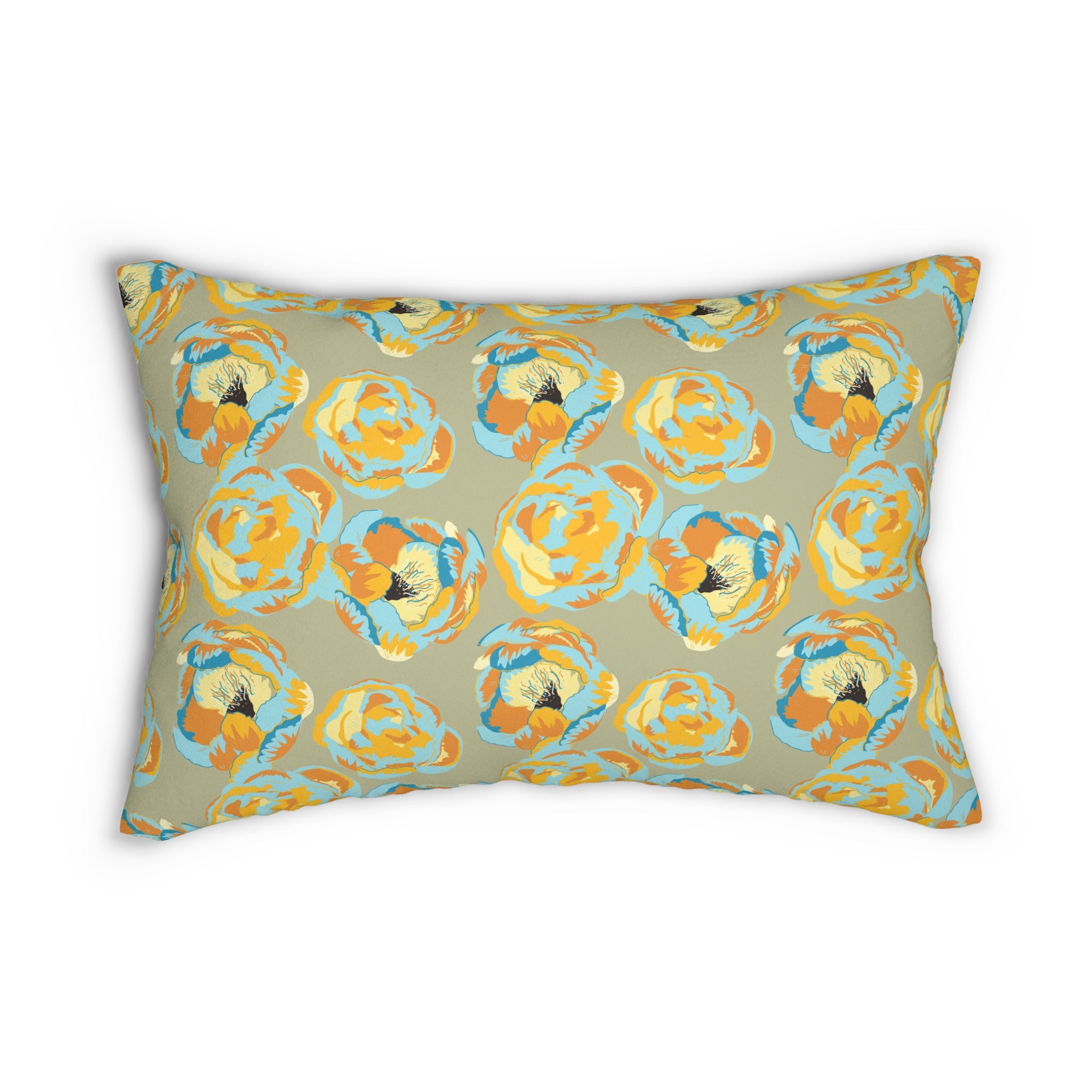 Floral Lumbar Pillow | Sage Green Turquoise