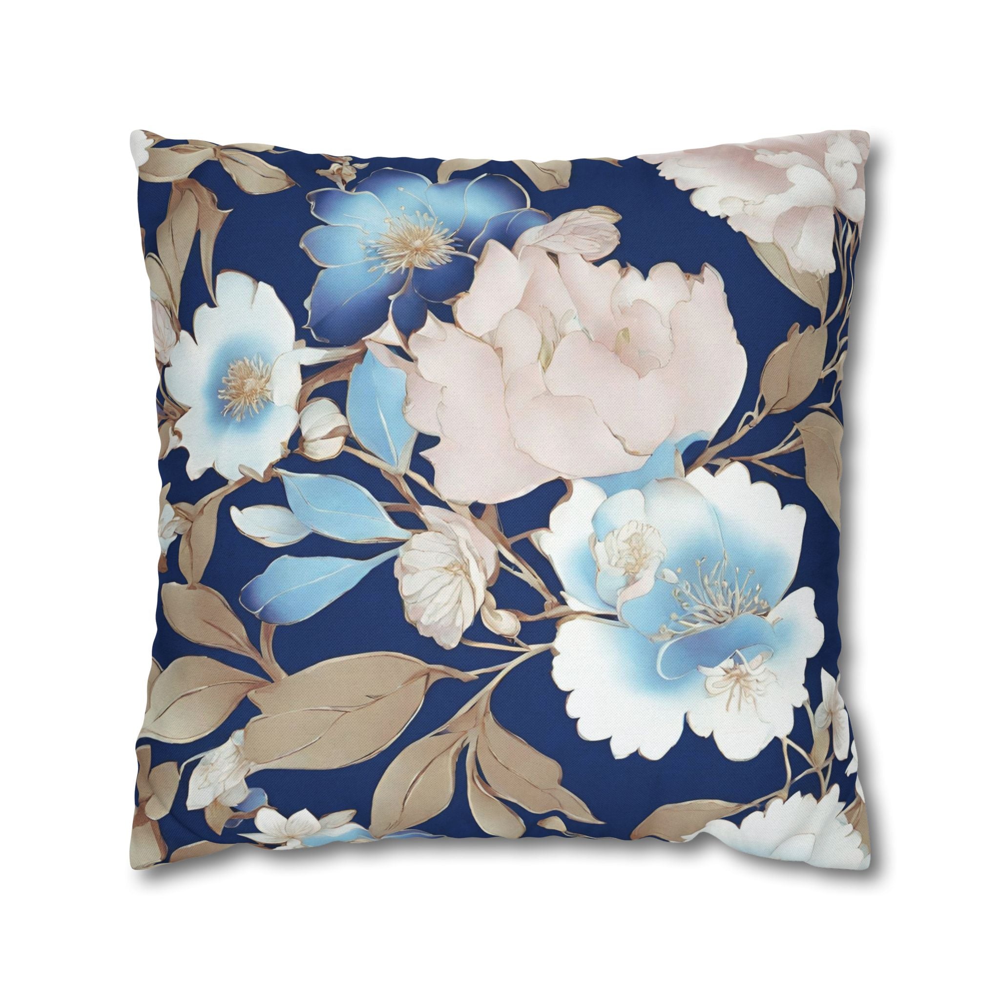 Floral Pillow Cover | Blue Beige Blush Garden