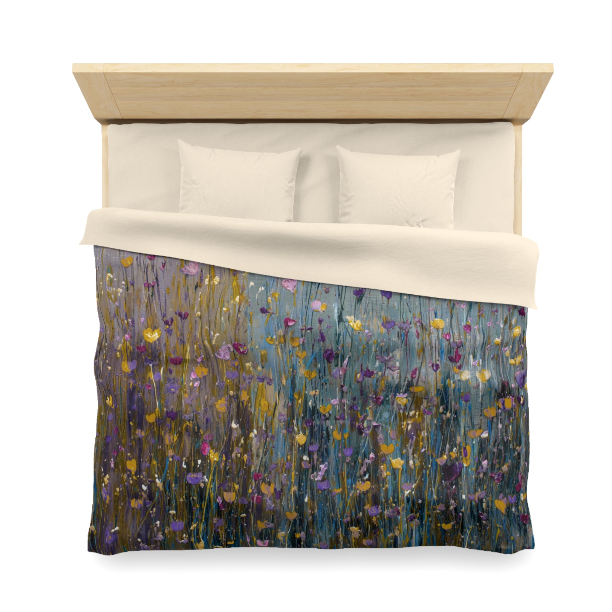 Floral Duvet, Pillow Cover | Grey Blue Yellow Bedroom Decor