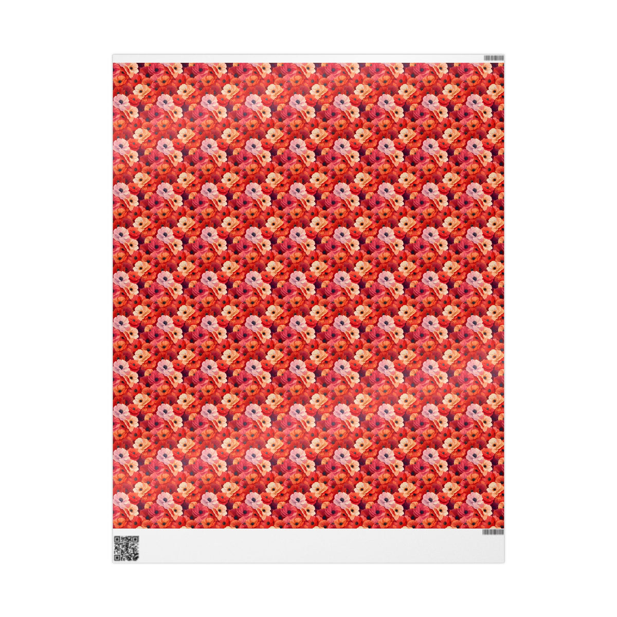 Coral Red Poppy Flower Wrapping Paper, Floral Gift Wrap