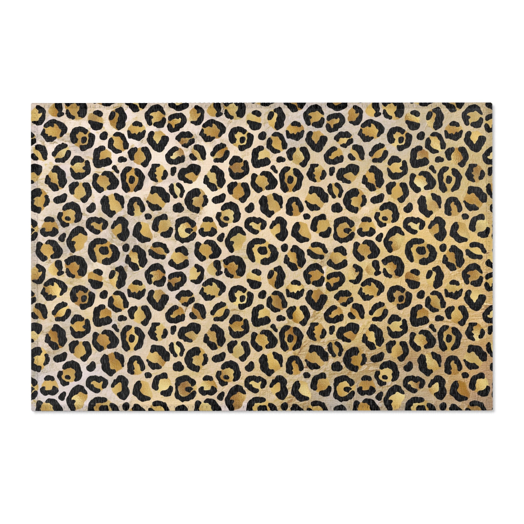 Beige Leopard Large Area Rug | Gold Beige, Black Animal Print