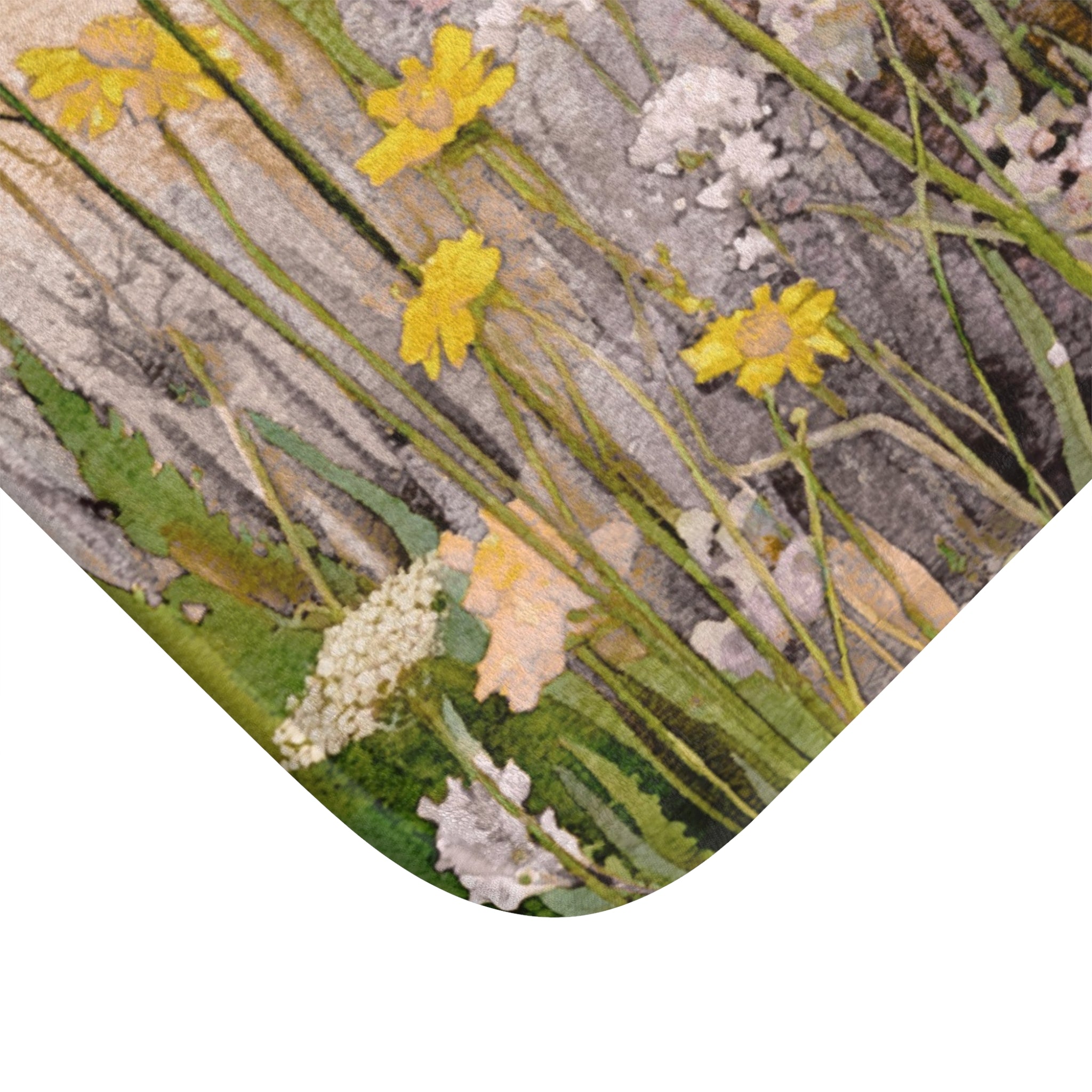 Abstract Floral Bath Mat | Yellow Green Watercolor Kitchen Mat