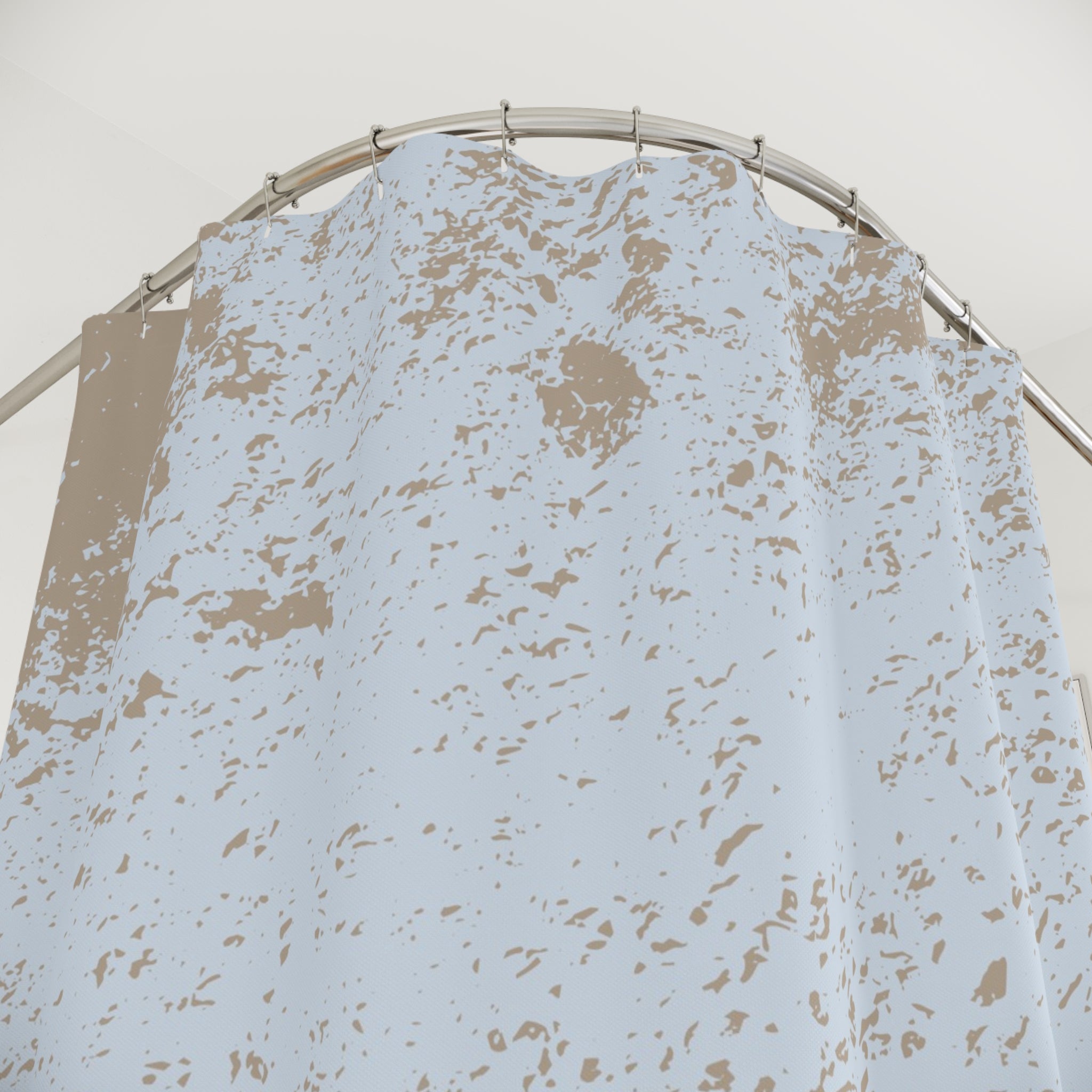 Powder Blue Shower Curtain | Beige Minimalist Fabric Curtain
