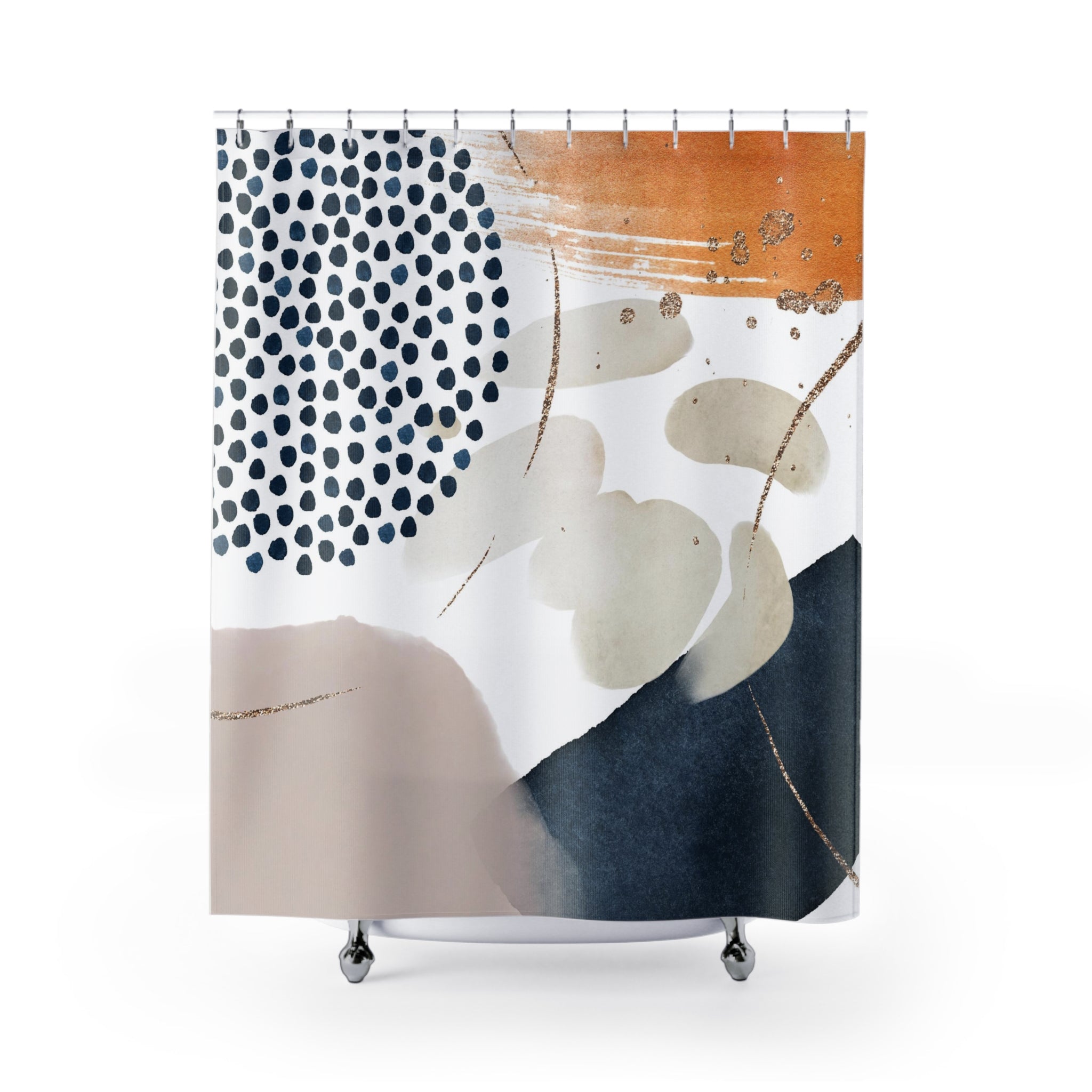 modern boho fabric shower curtain