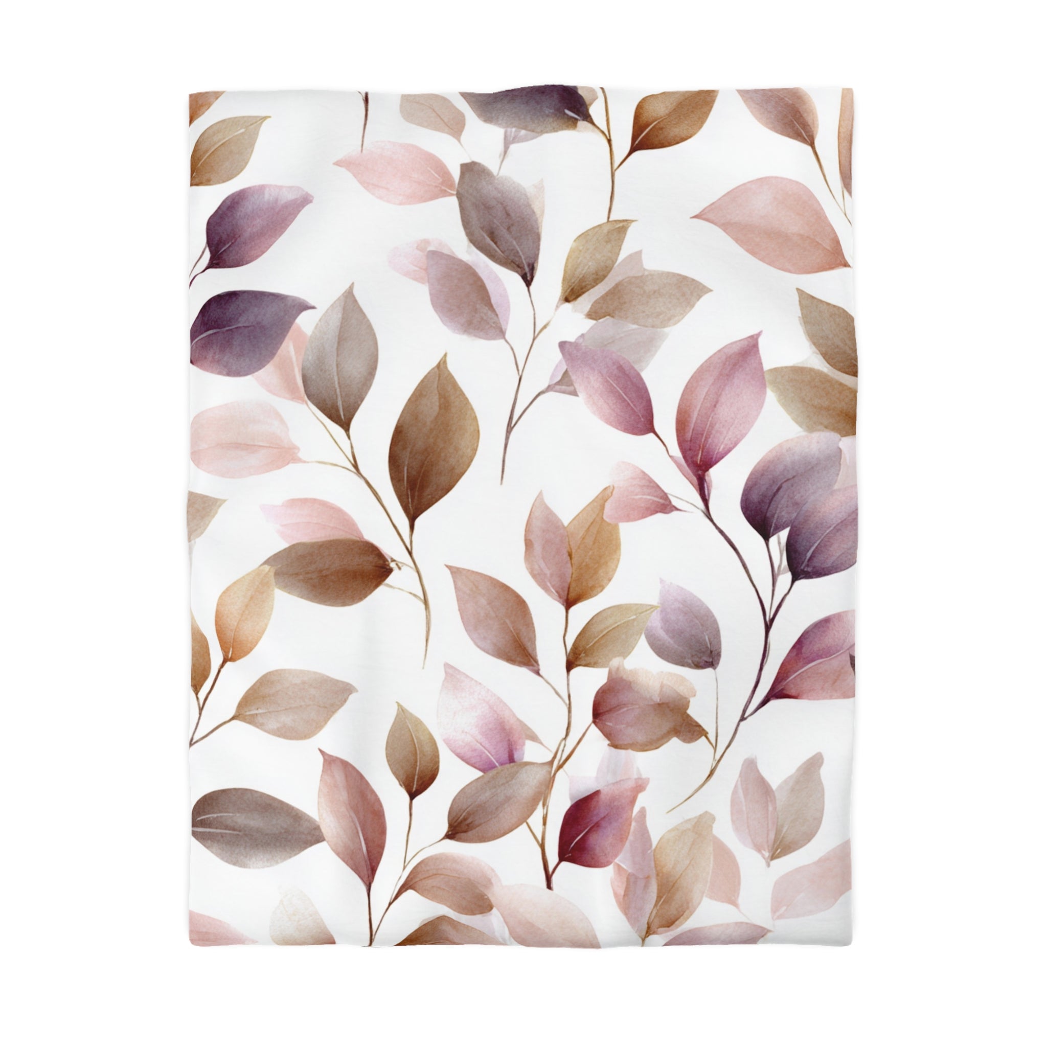 a repeating pattern of brown and pink leaves on a white background.