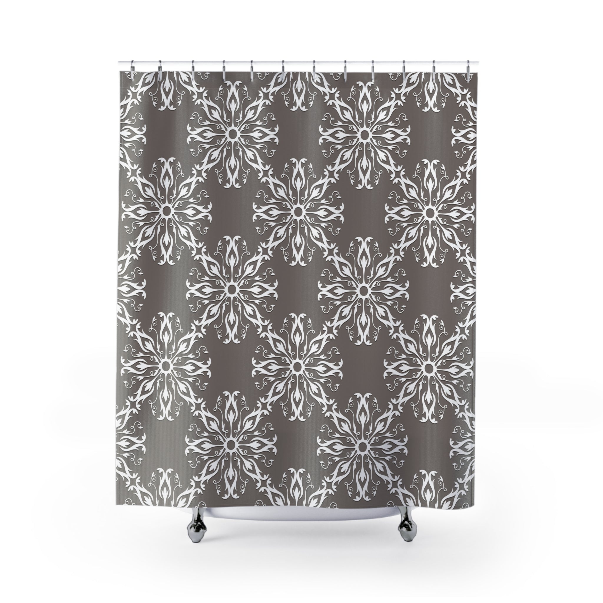 Retro Shower Curtain | Vintage Art Deco, Nouveau Grey White