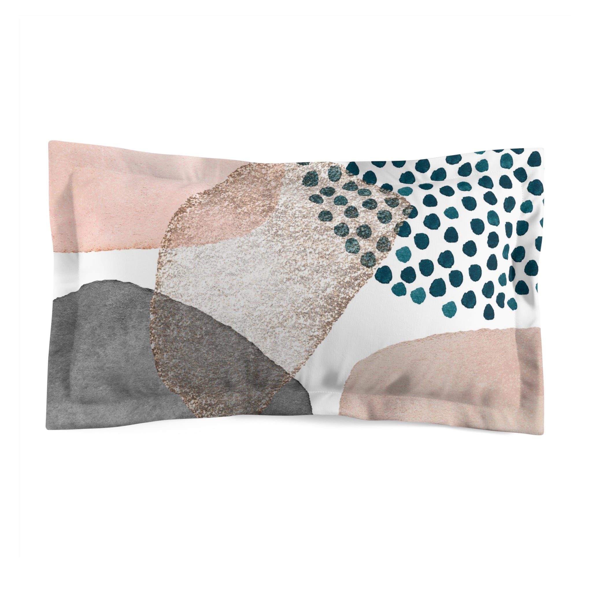 Bedding Pillow Sham | Modern Blush Pink, White Beige, Grey Blue