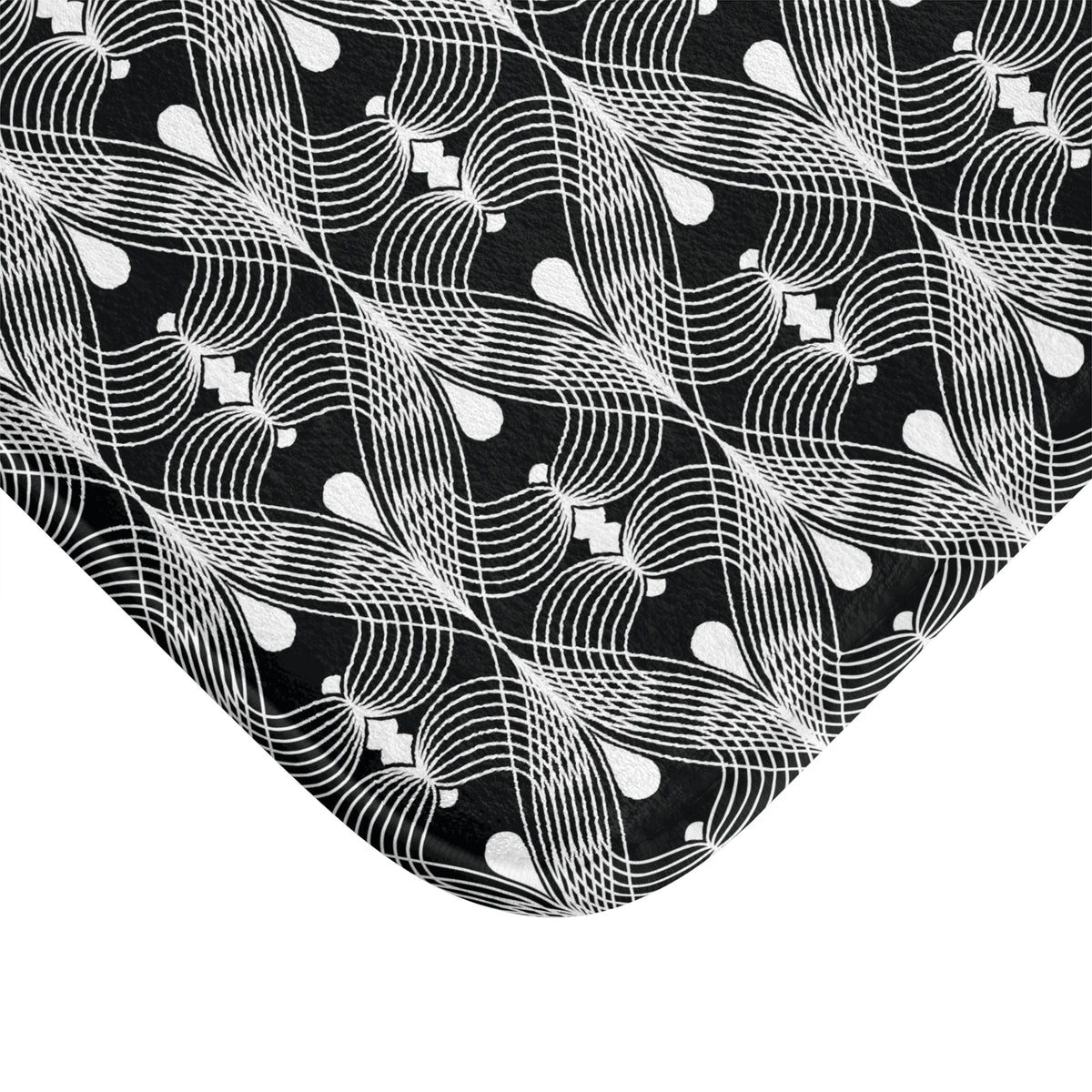 Black White Deco Fan Bath Mat, Art Deco Bathroom Rug