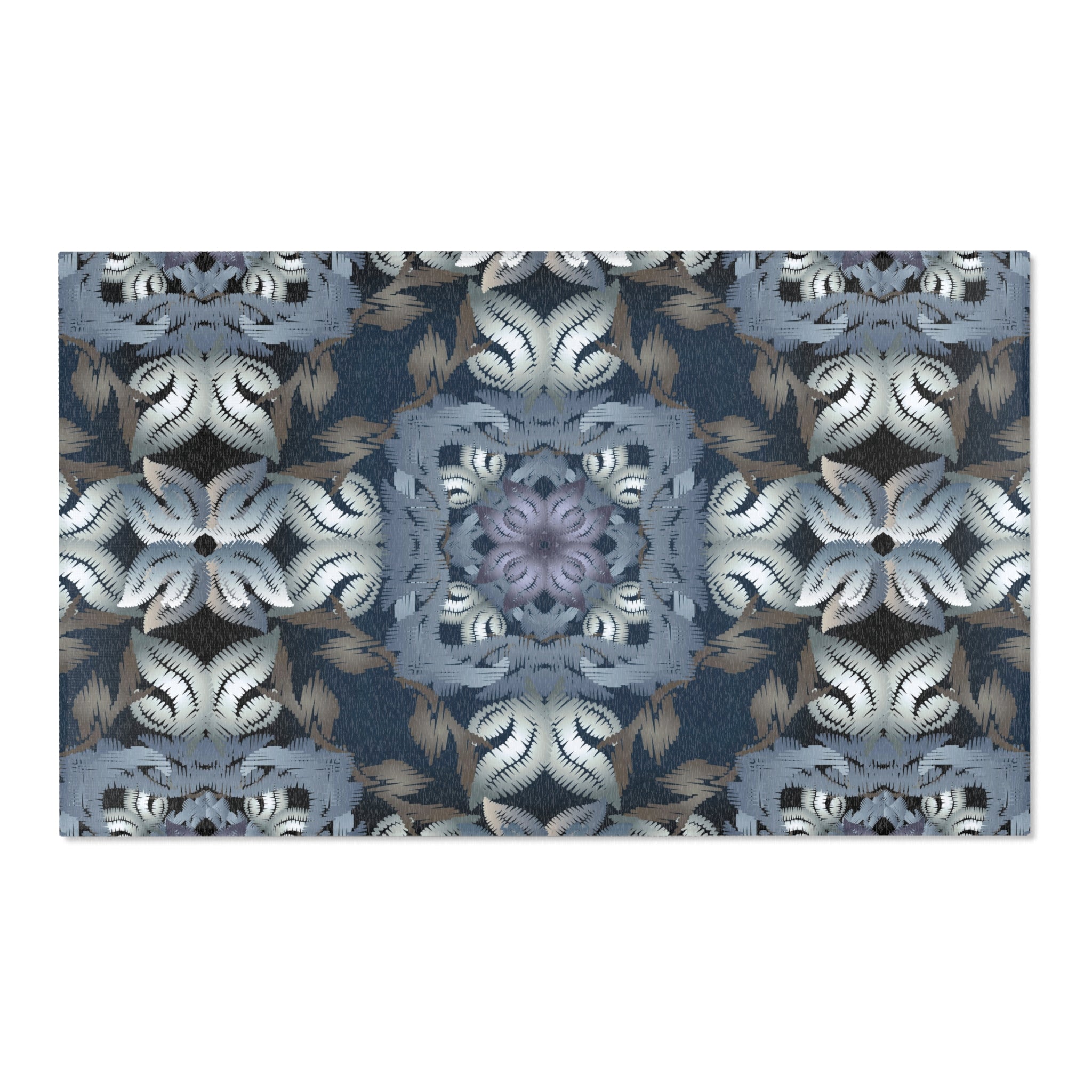Abstract Area Rug | Moroccan Navy Blue, Silver Taupe Watercolor Artsy Rug