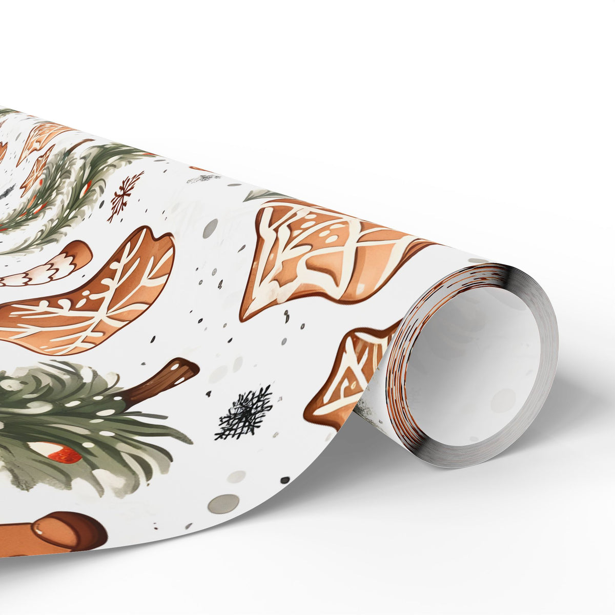 Gingerbread Man Pine Tree Christmas Wrapping Paper, Gift Wrap