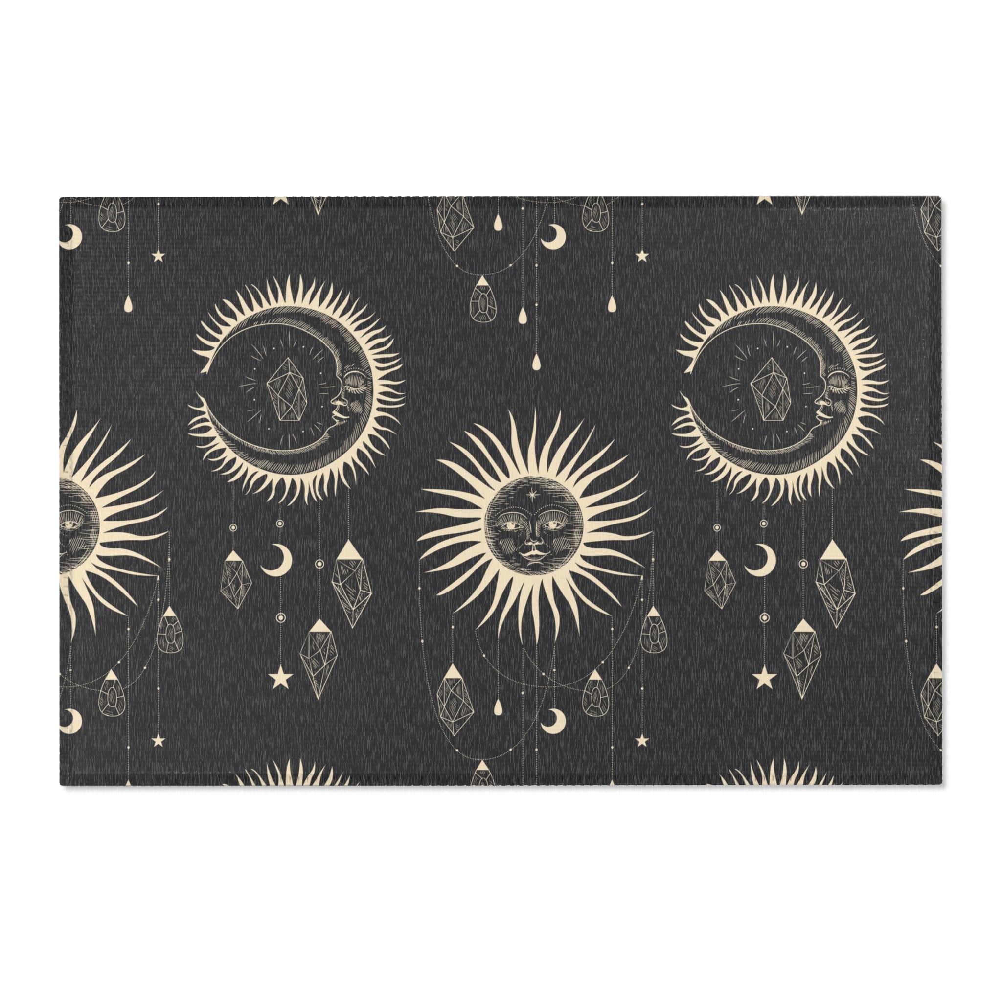 Boho Area Rug | Bohemian Sun Black Rug