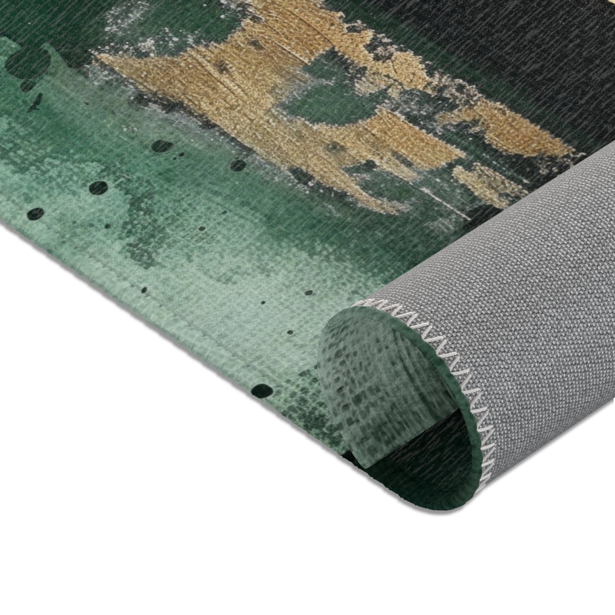 Abstract Large Area Rug | Modern Forest Sage Green Beige Watercolor Rug