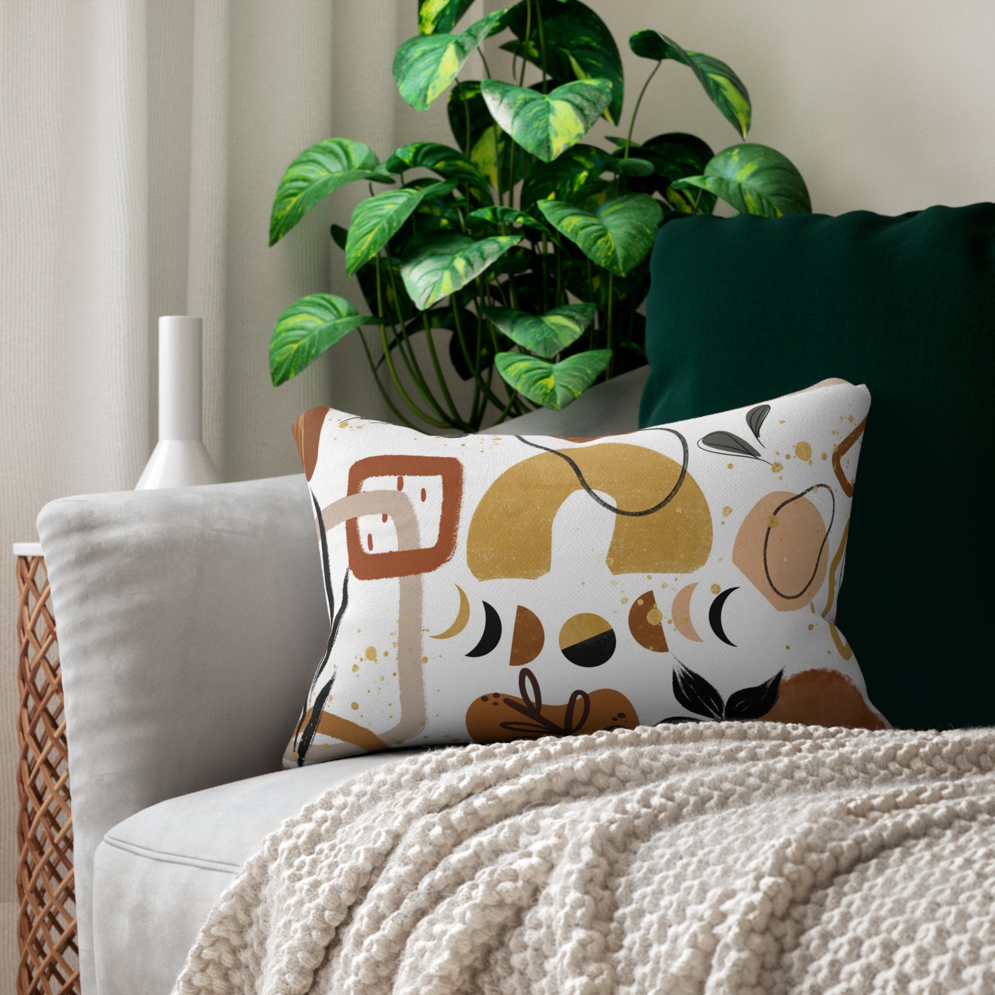 Bohemian Lumbar Pillow | Desert Nature Terracotta White Brown