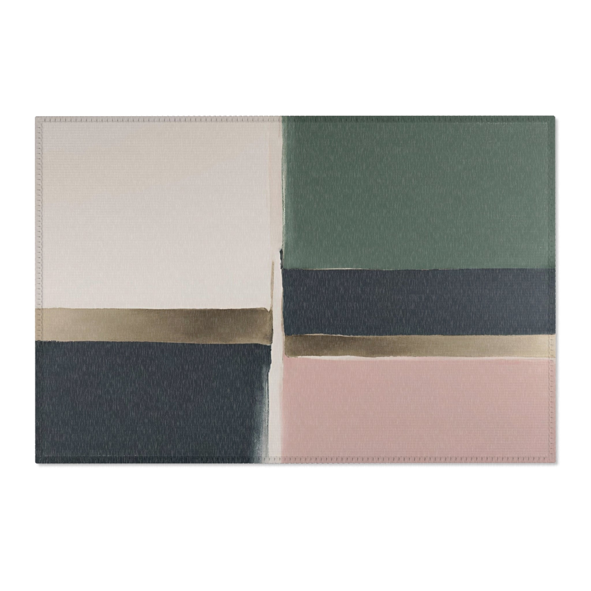 Abstract Large Area Rug | Modern Rug, Muted Sage Green, Pink, Dark Grey