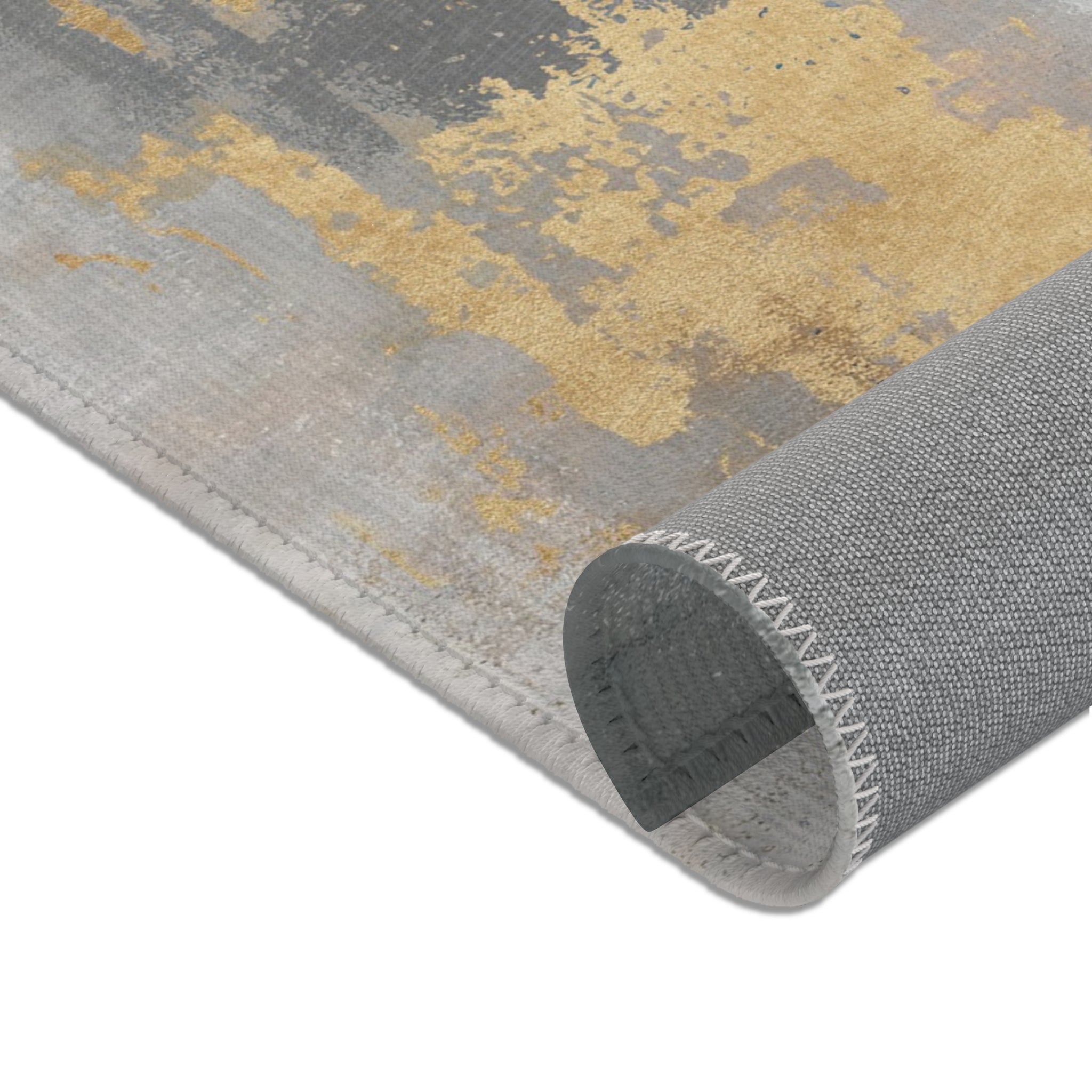 Abstract Large Area Rug | Modern Muted Gold Grey Ombre Watercolor Rug
