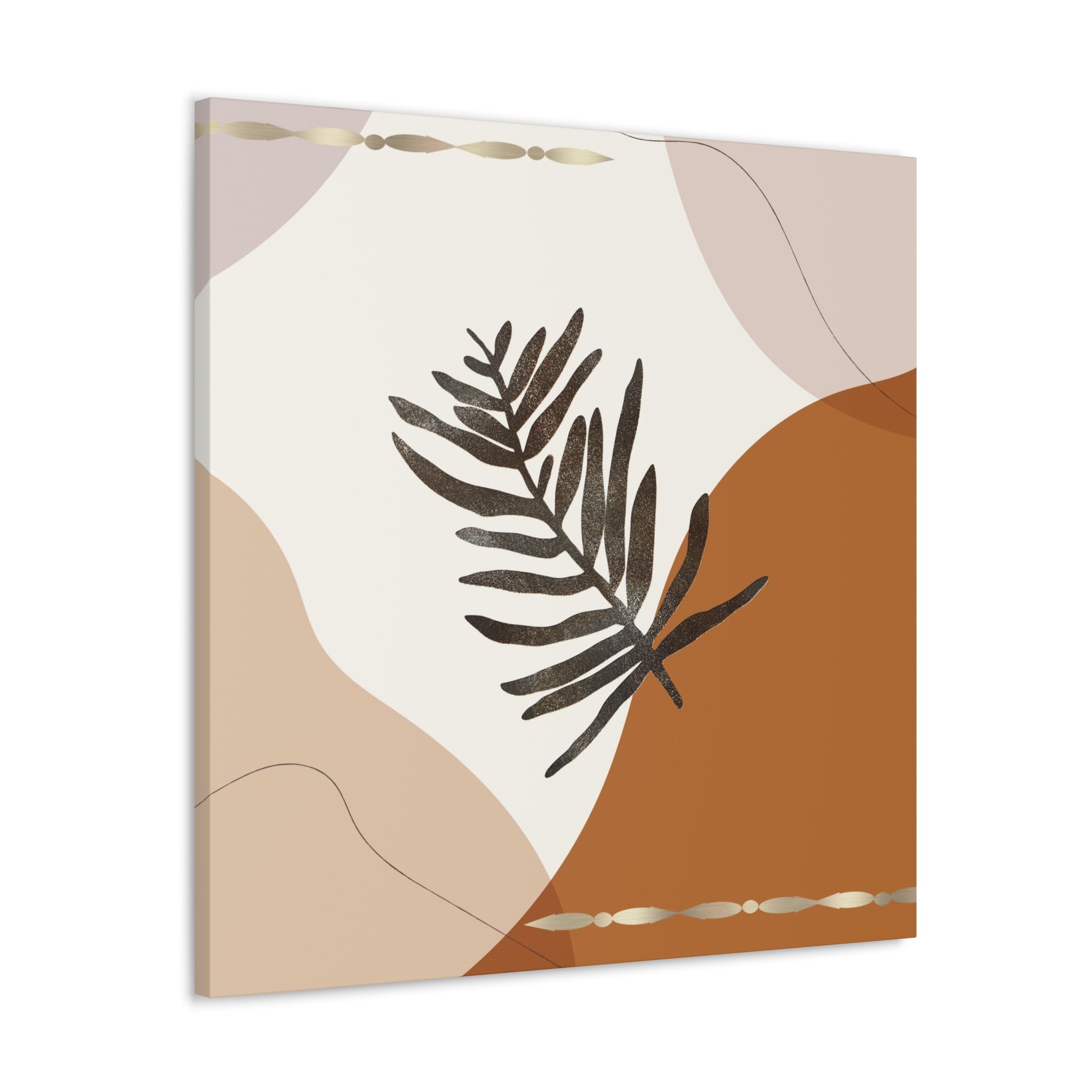 Bohemian Canvas Wall Art | Rust Beige Brown Leaf