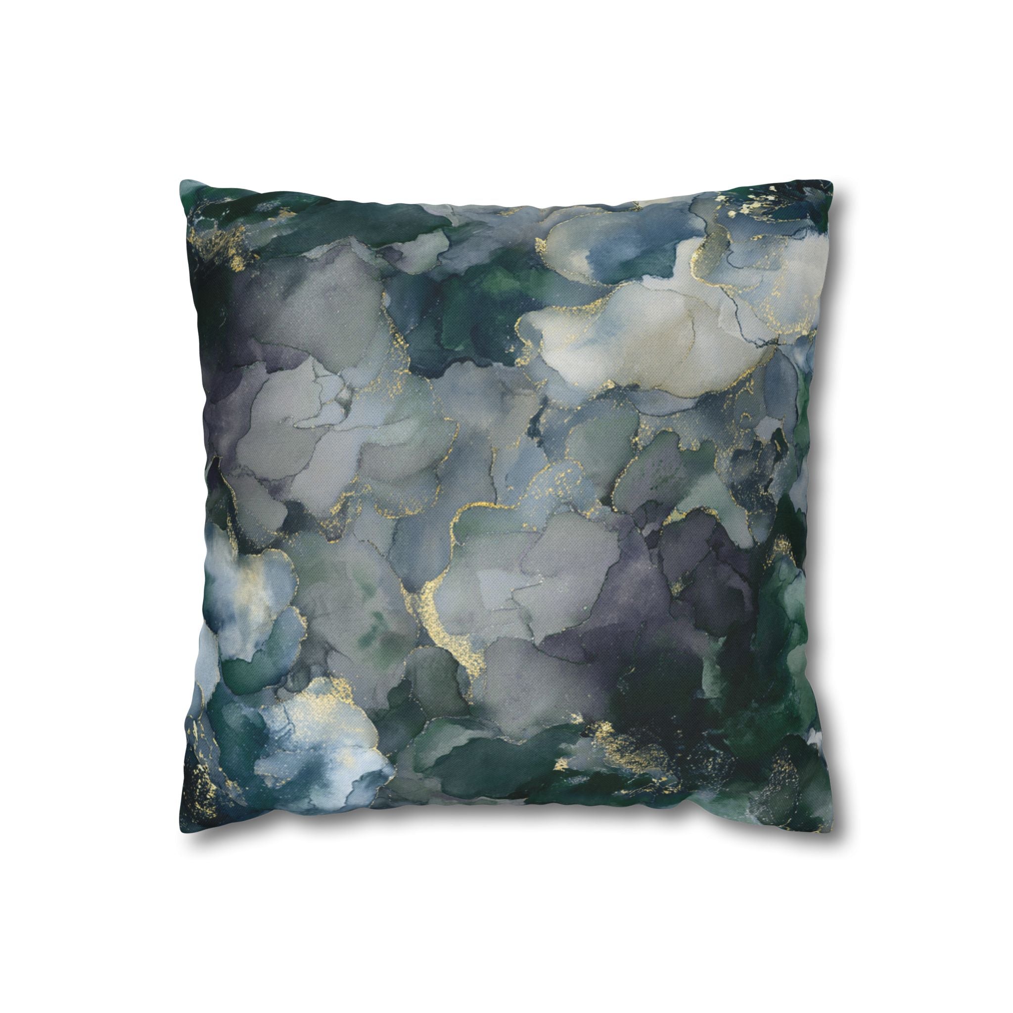 Abstract Floral Throw Pillow Cover | Green Blue Watercolor