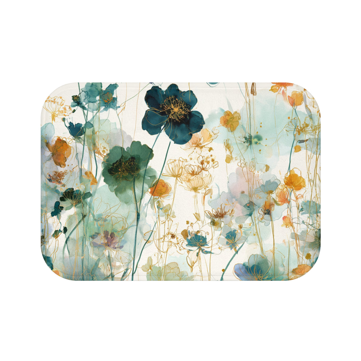 a vibrant and colorful floral pattern, with various shades of green, orange, and yellow flowers and leaves. The flowers appear to be in different stages of bloom, creating a dynamic and lively visual effect. The overall composition is visually appealing and showcases the beauty of nature.