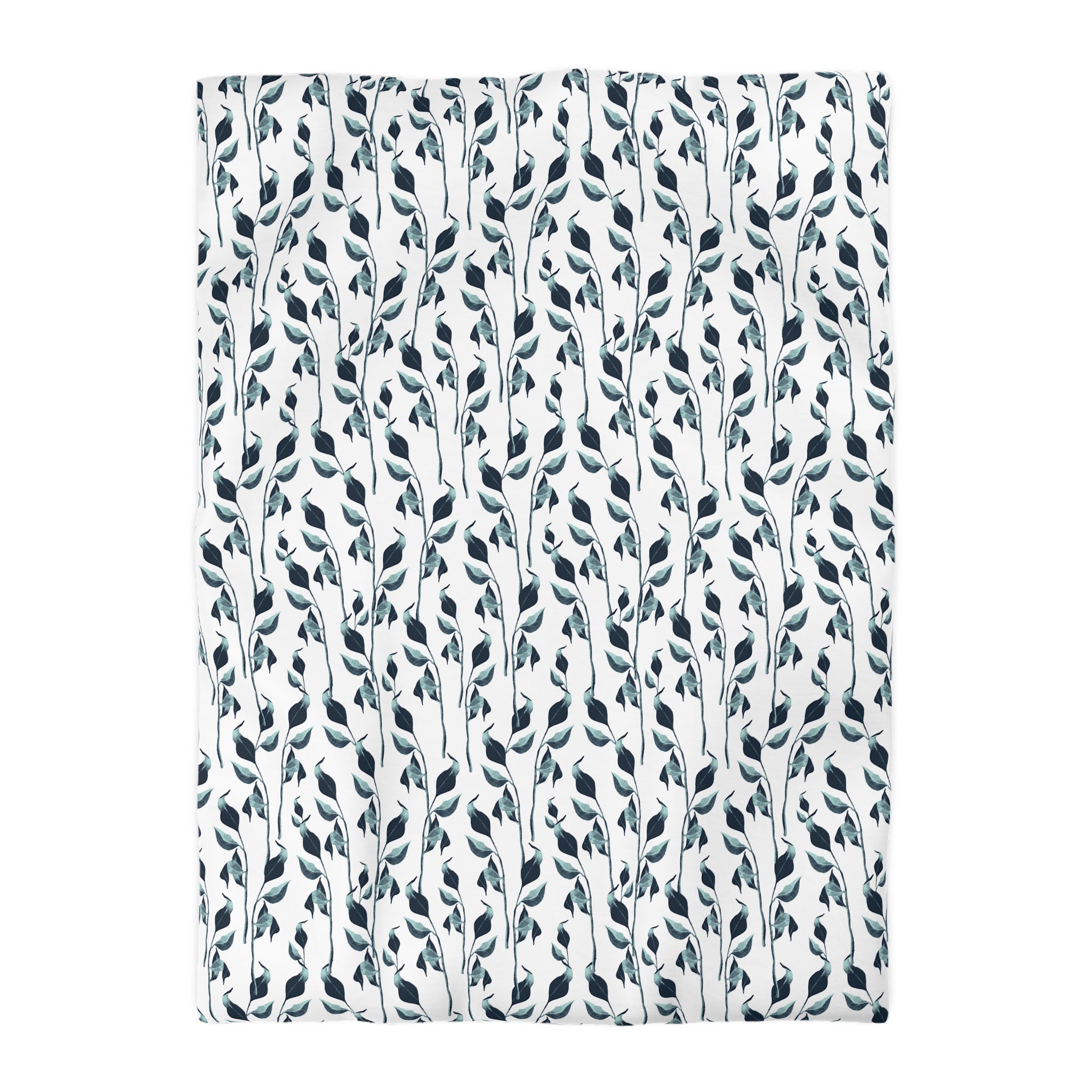 Floral Cotton Duvet, Pillow Cover | Blue White Leaves Bedroom Decor