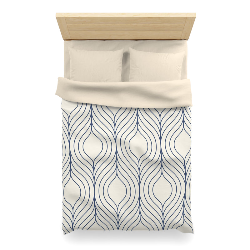 Art Deco Duvet Cover | Cream, Navy Blue Bedding Blanket Cover