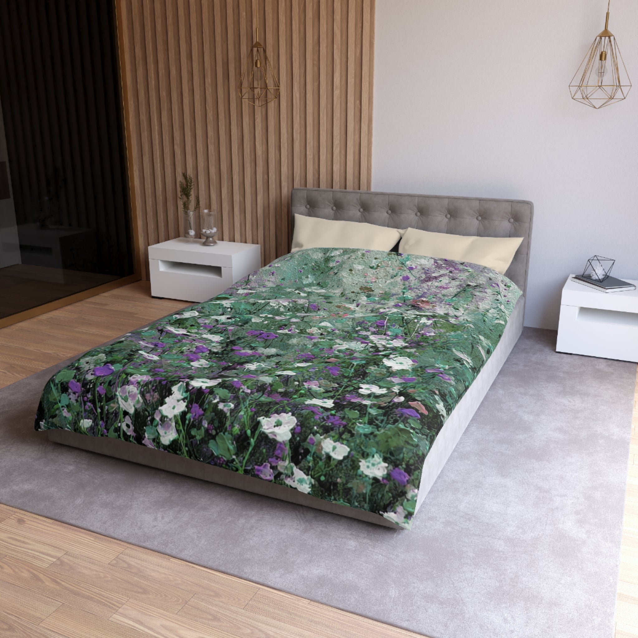 Floral Duvet, Pillow Cover | Green Purple Bedroom Decor