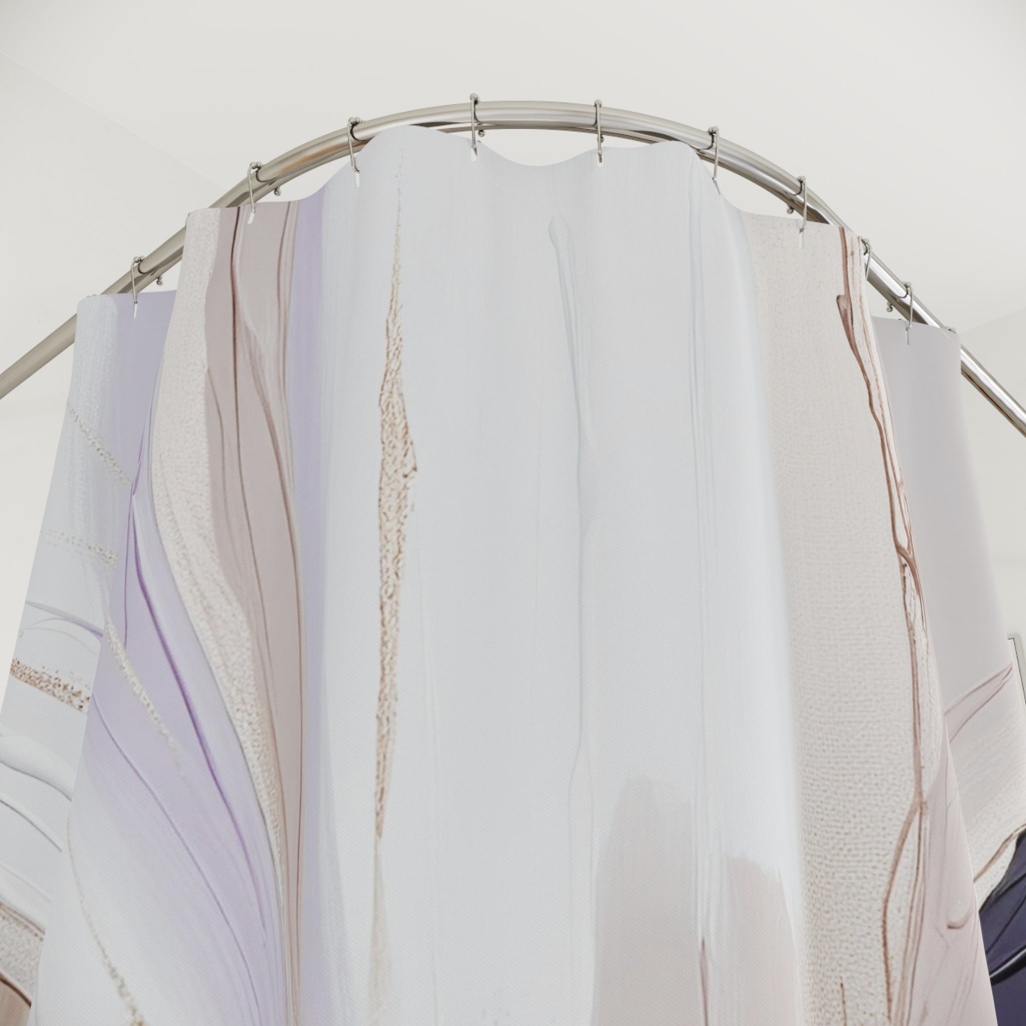 Boho Abstract Shower Curtain | Purple Beige White Ombre