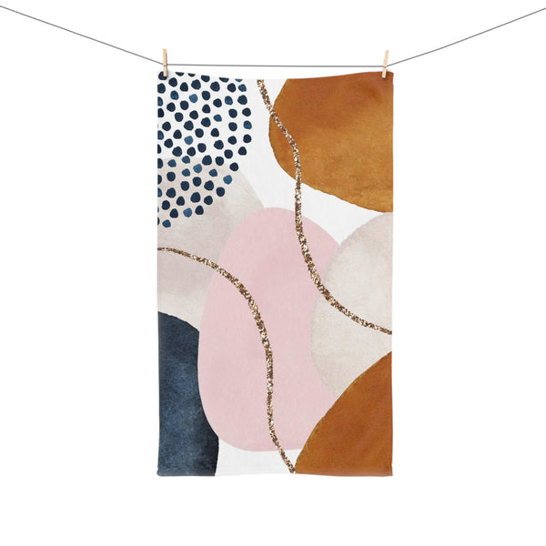 Abstract Kitchen, Bath Hand Towel | Blush Pink, Beige Ivory, Navy Blue