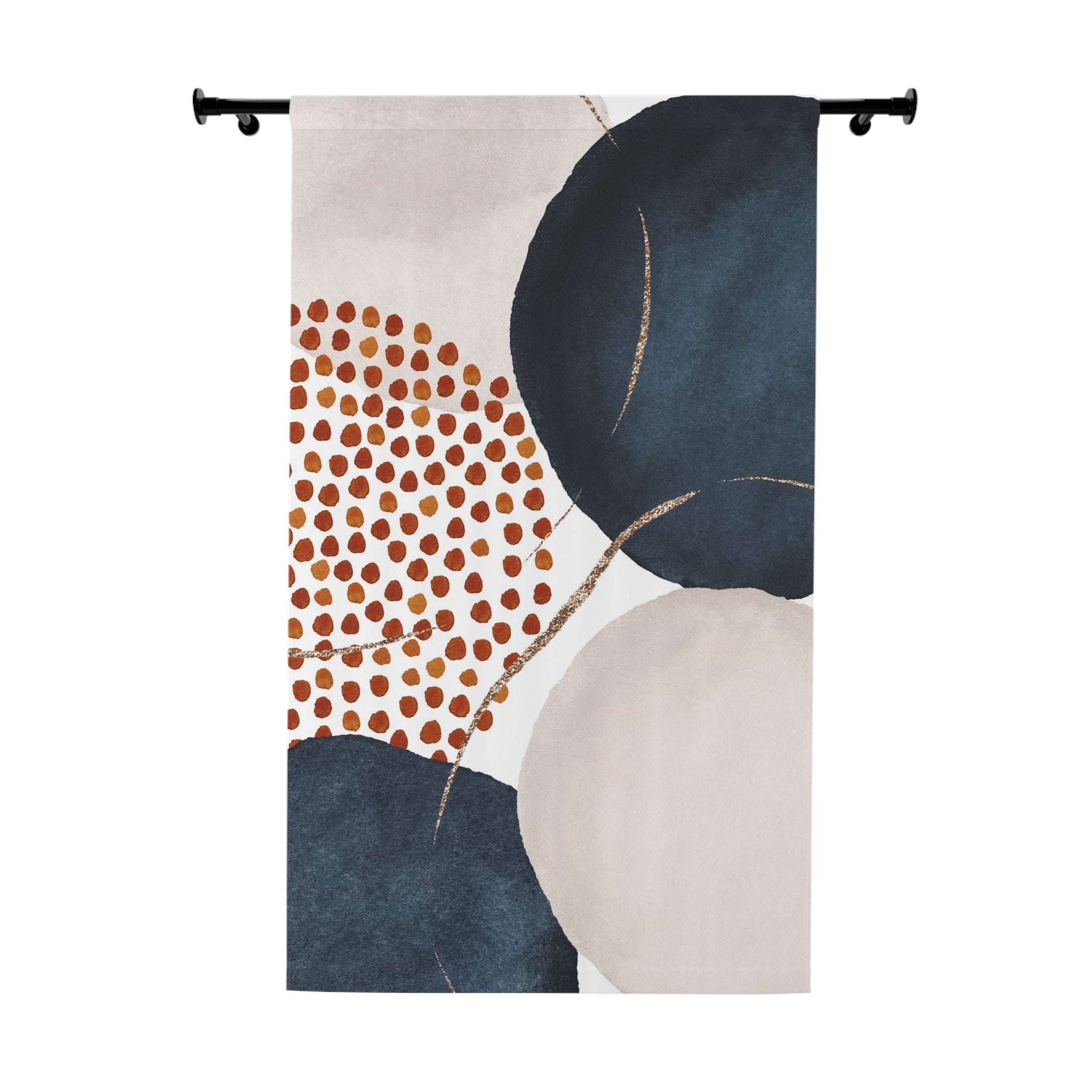 Abstract Window Curtains | Rust Cream Navy blue