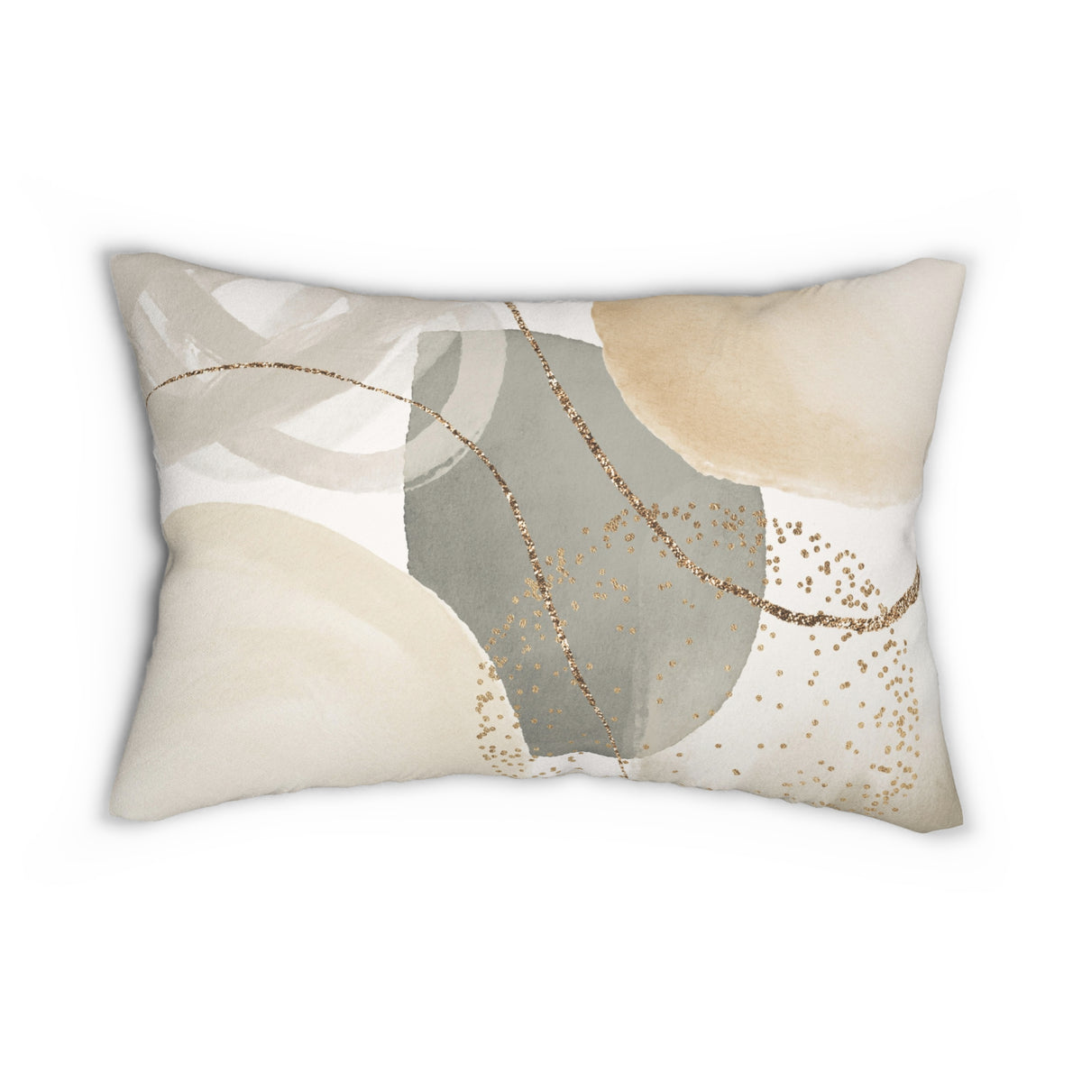 Sage Green and Beige Boho Abstract Lumbar Pillow