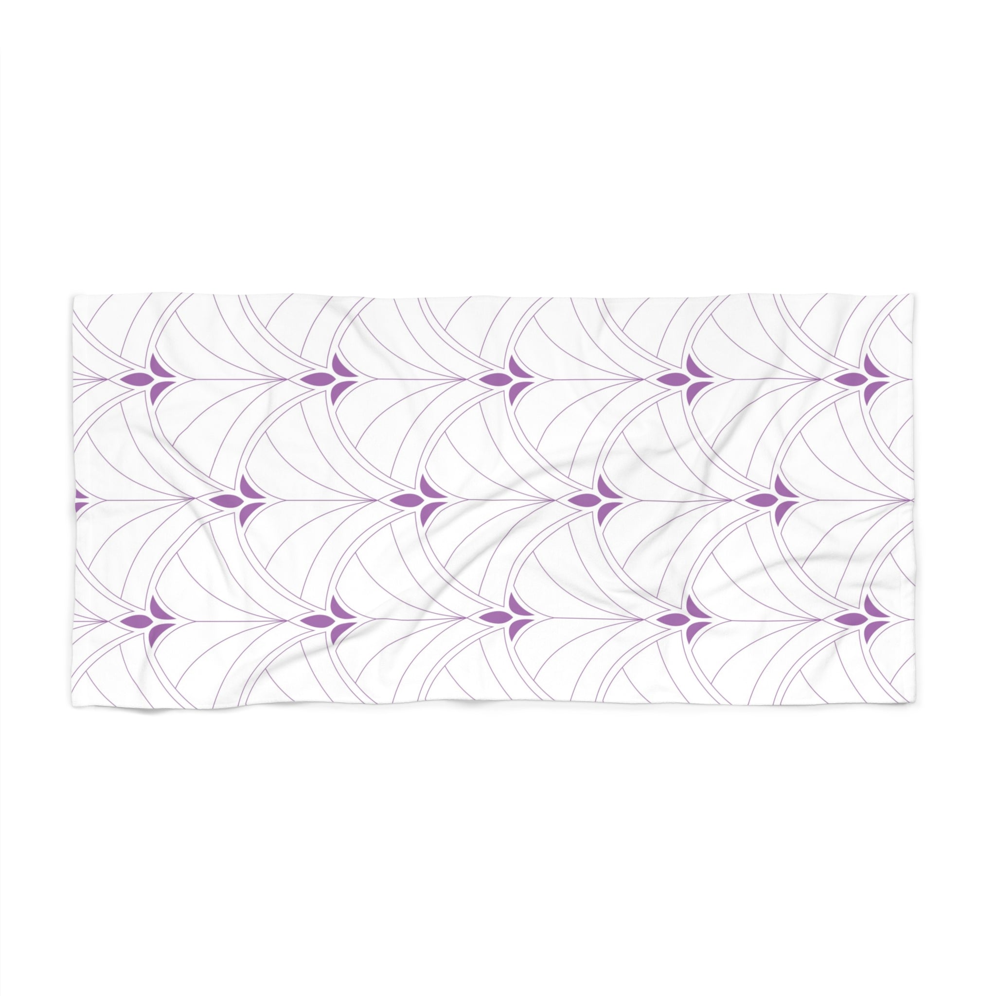 Bath, Beach Towel | Art Deco White Lavender Purple