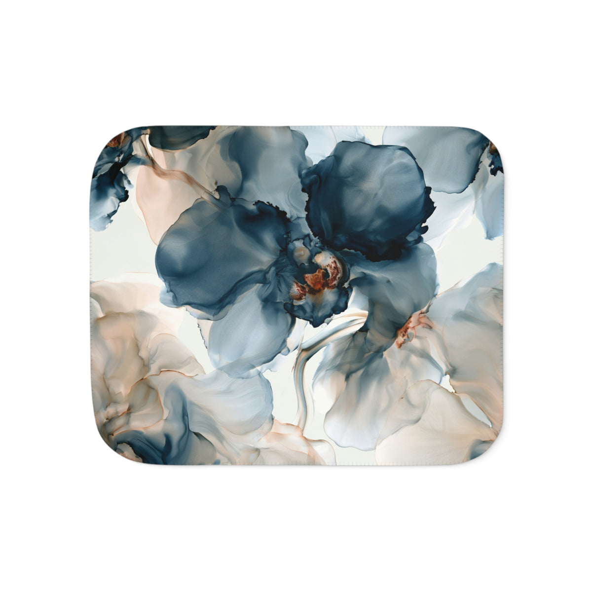 a square tray with blue flowers on it
