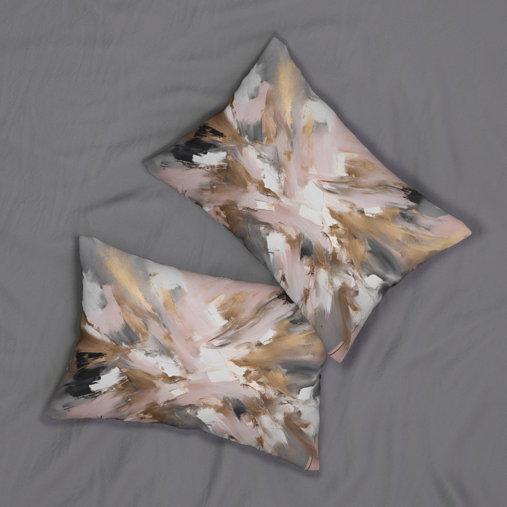 Abstract Lumbar Pillow | Beige, Blush Pink, Grey White