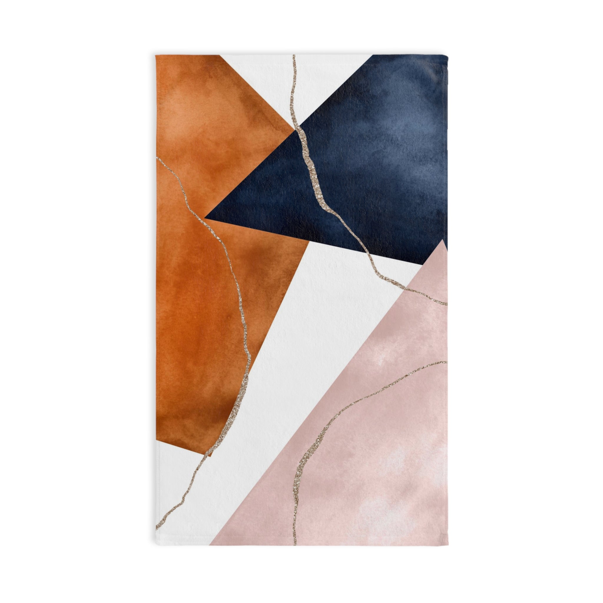 Abstract Kitchen, Bath Hand Towel | Navy Blue, Burnt Orange, Pink