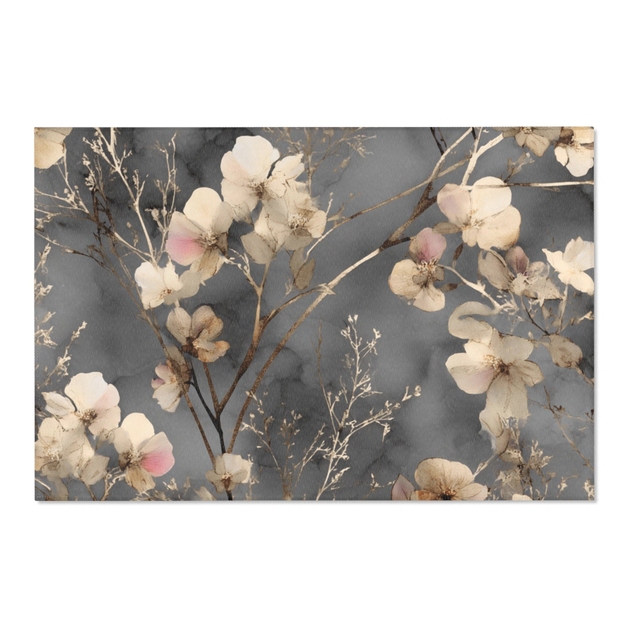 Abstract Area Rug | Floral Grey Beige Watercolor Artsy Rug