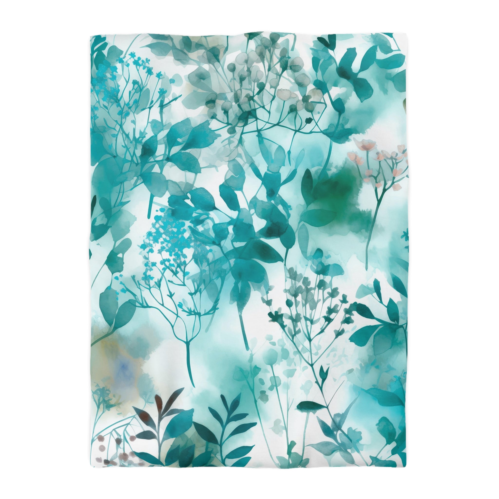 Floral Duvet, Pillow Cover | Teal White Wildflowers Bedroom Decor