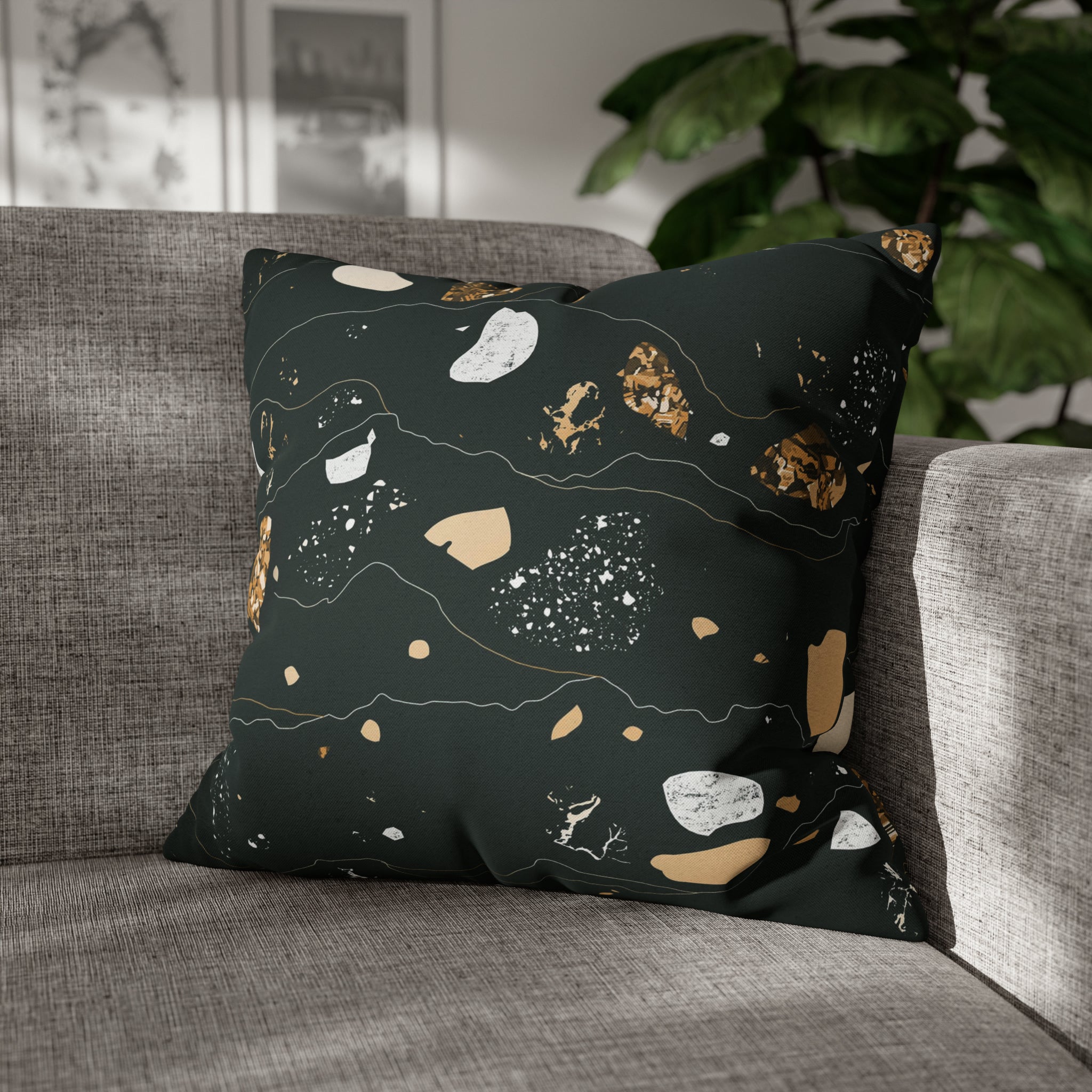 Abstract Pillow Cover | Black Beige