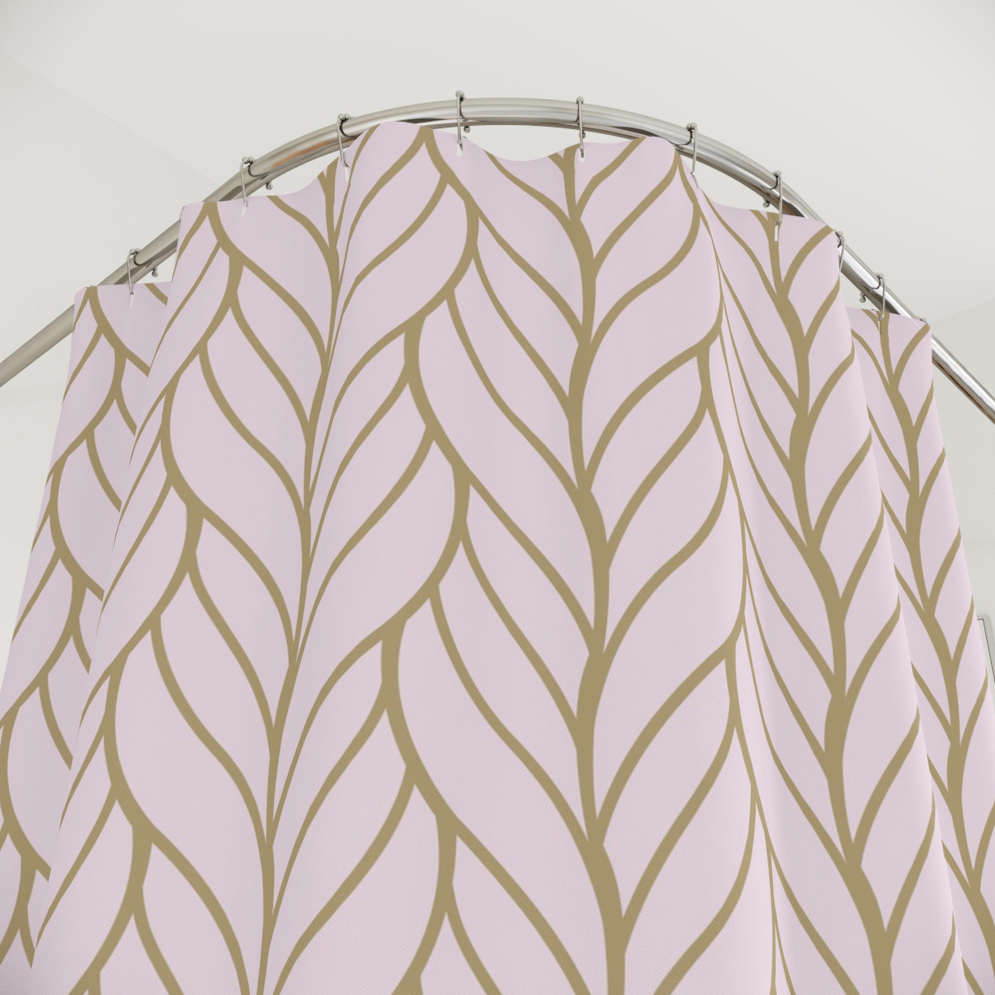 Pink Shower Curtain | Blush, Beige Braid Bathroom