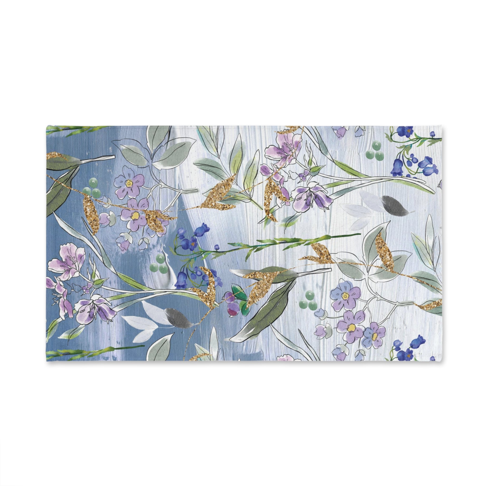 Boho Kitchen, Bath Hand Towel | Blue Lavender, Green Floral