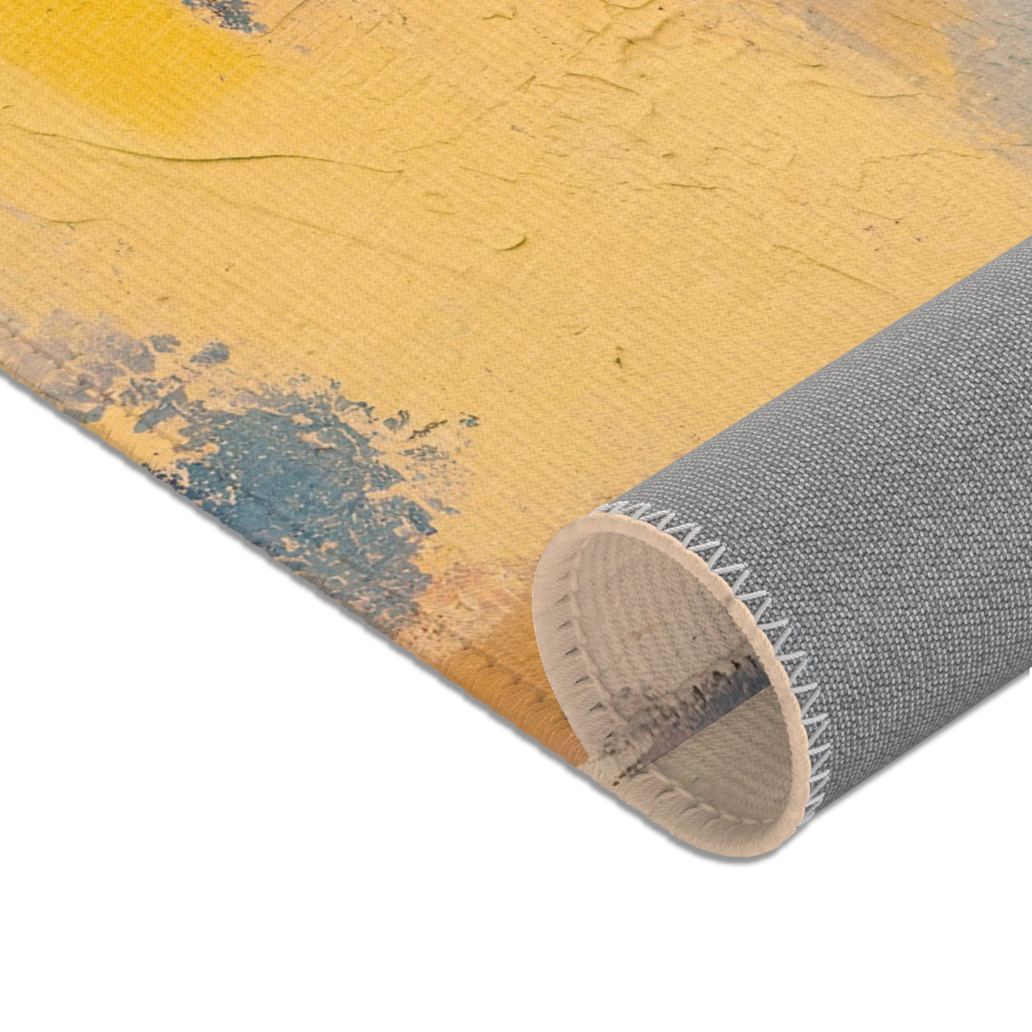 Abstract Large Area Rug | Yellow Blush Blue Muted Watercolor Rug