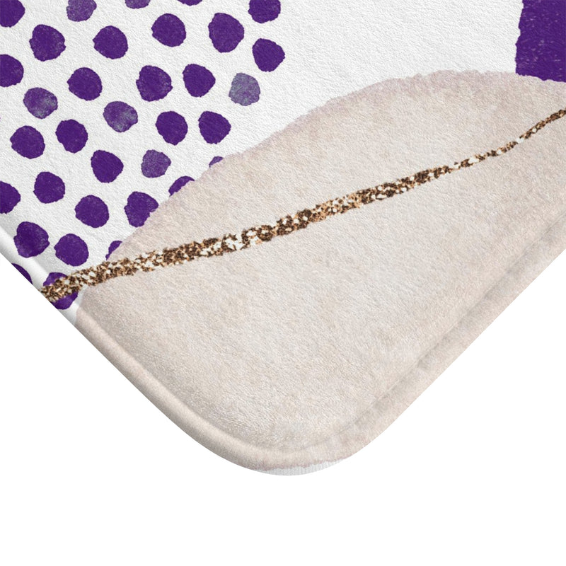 Boho Abstract Bath Mat | Modern Grey, Lilac Purple Beige