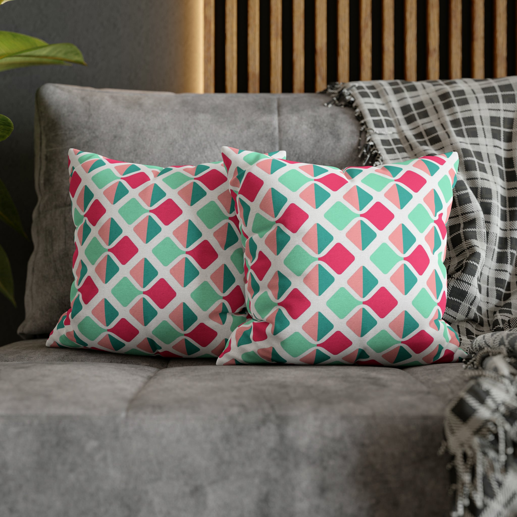 Modern Abstract Pillow Cover | Magenta Pink, Mint Green