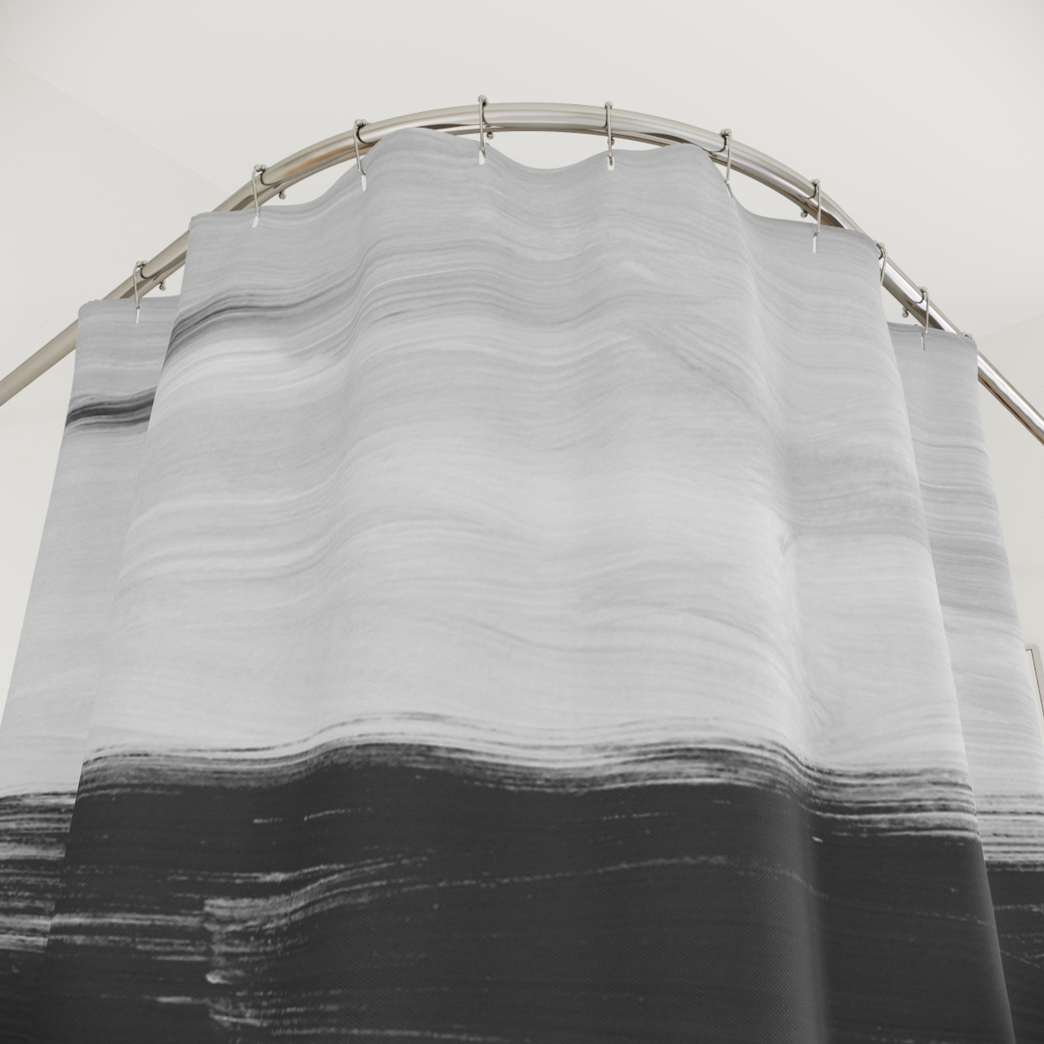 Abstract Shower Curtain | Grey Black Ombre Fabric Curtain