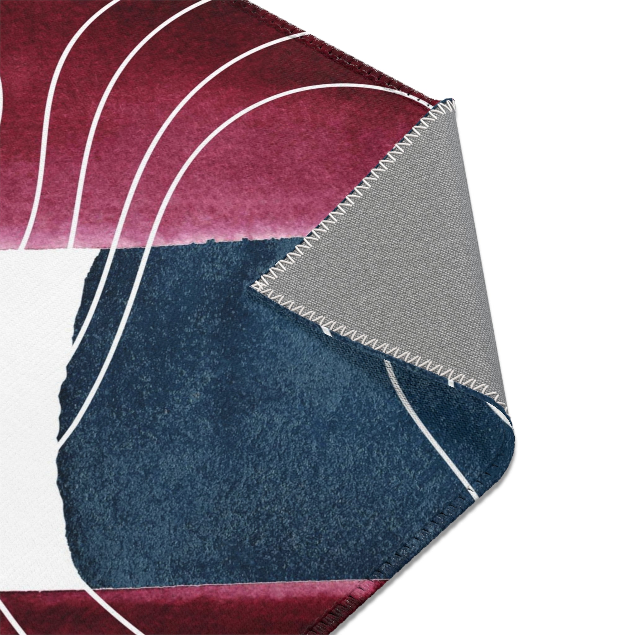 Abstract Boho Area Rug | Burgundy Navy Blue