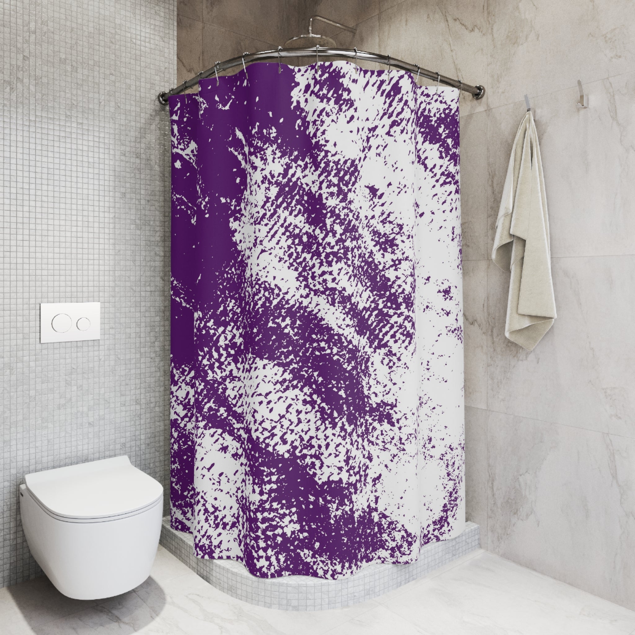 Abstract Shower Curtain | Violet Plum Purple, White