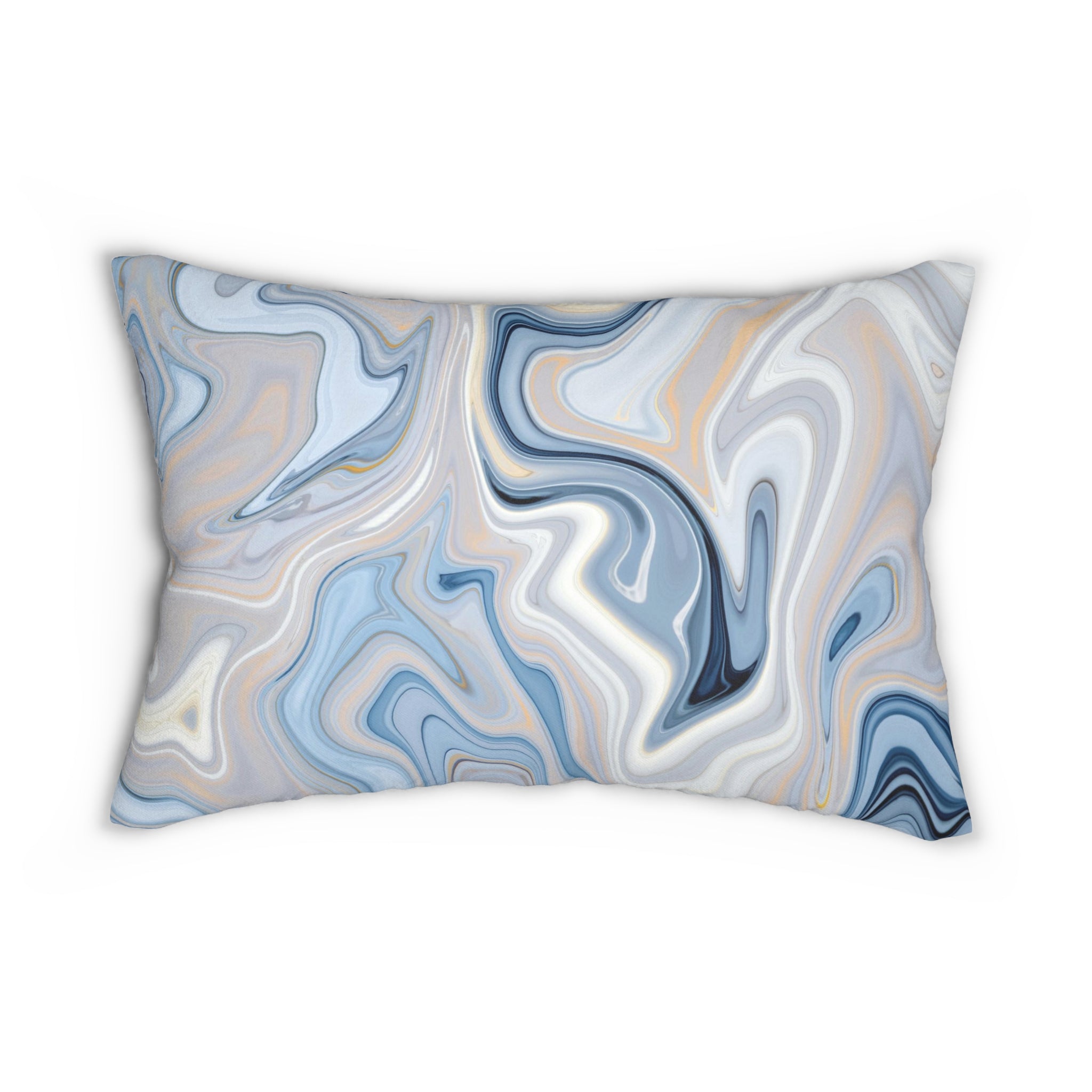 Abstract Lumbar Pillow | Marble Agate, Navy Sky Blue Gray