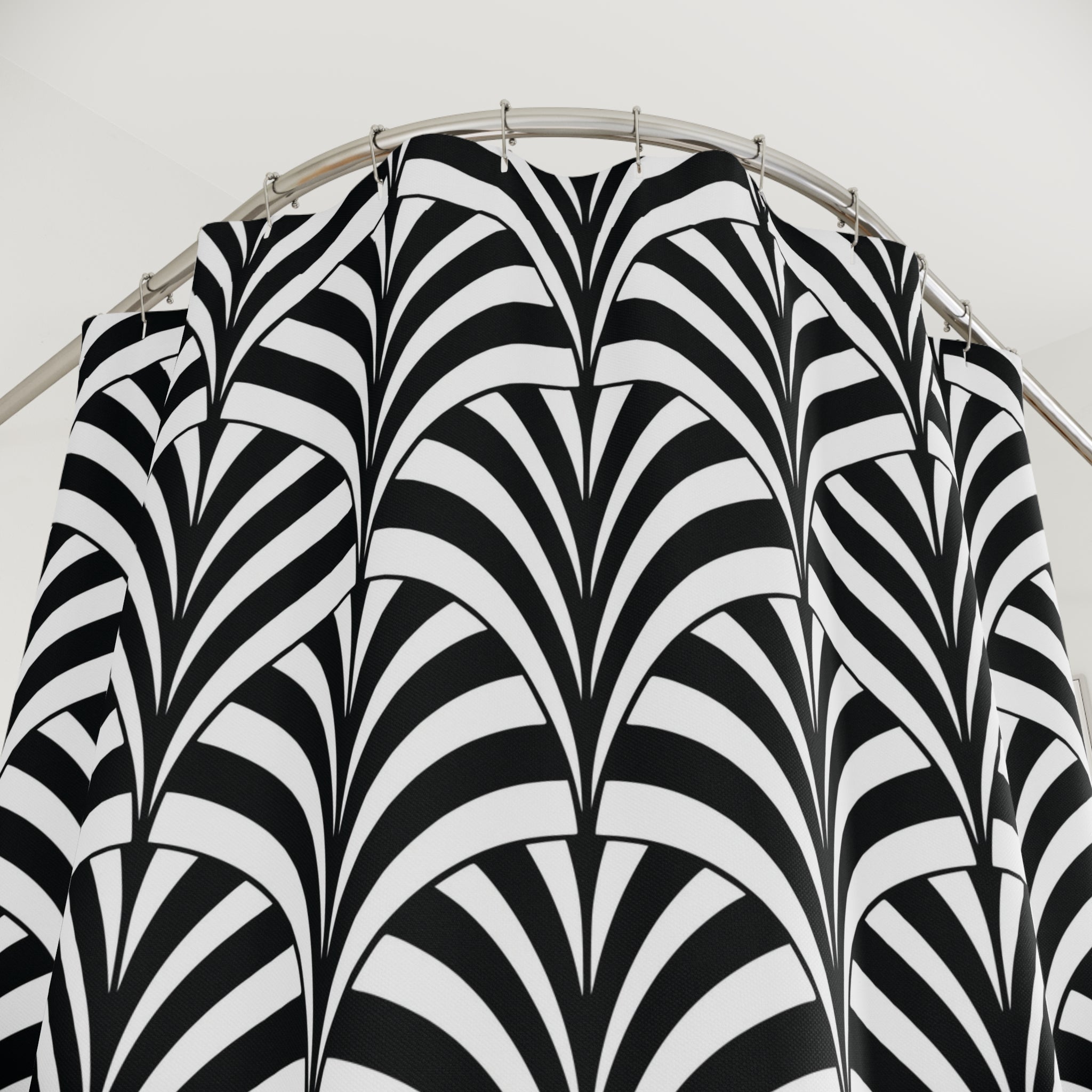 Art Deco Shower Curtain | Black White Fan Bathroom Decor