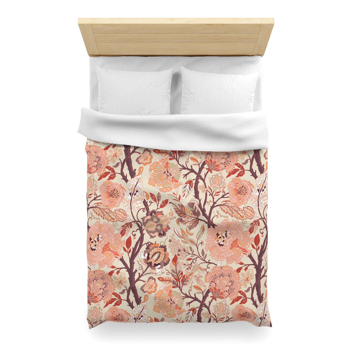 Jacobean Floral Duvet Cover | Peach Terracotta Plum Cream